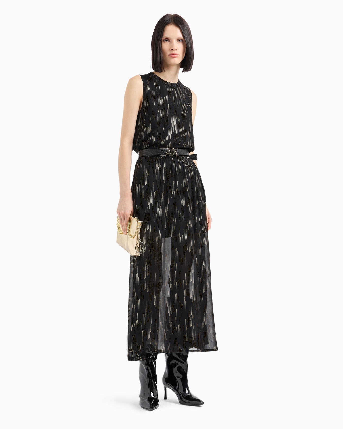 Falda midi de voile transparente y lúrex Diapositiva 3