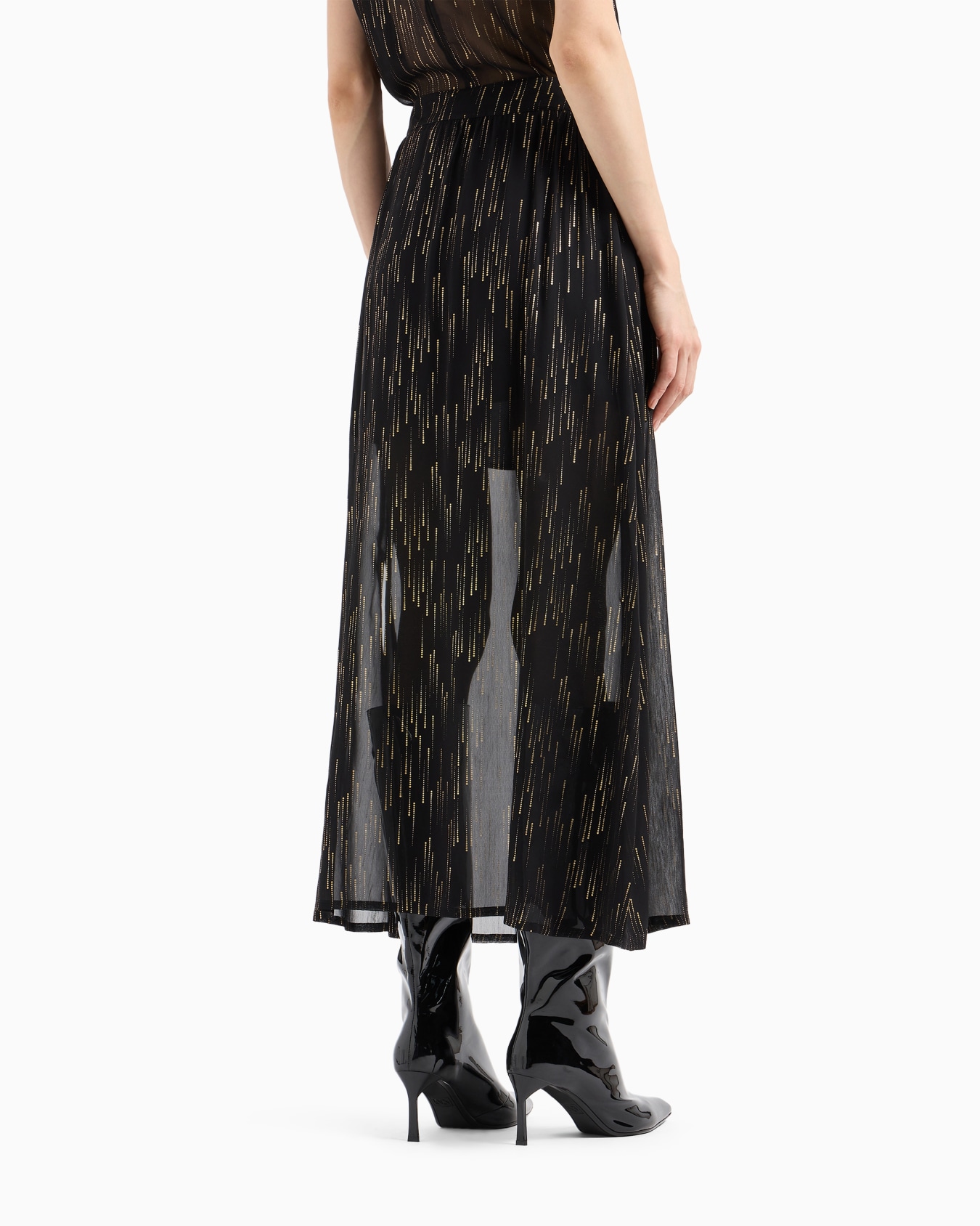 Falda midi de voile transparente y lúrex Diapositiva 2