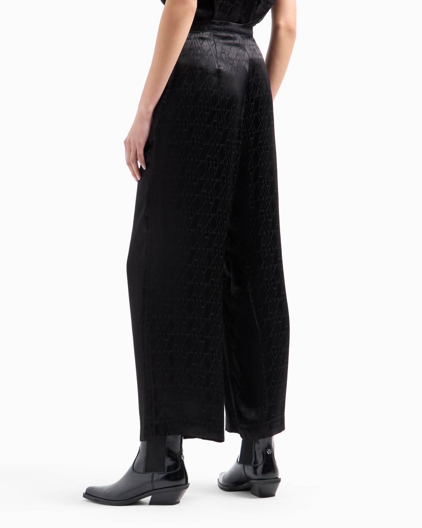 Pantalones con pliegues en satén monograma integral de ASV Diapositiva 2