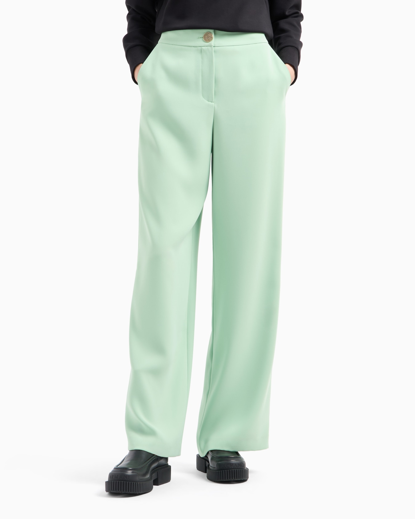 Pantalón palazzo con botón joya Diapositiva 1
