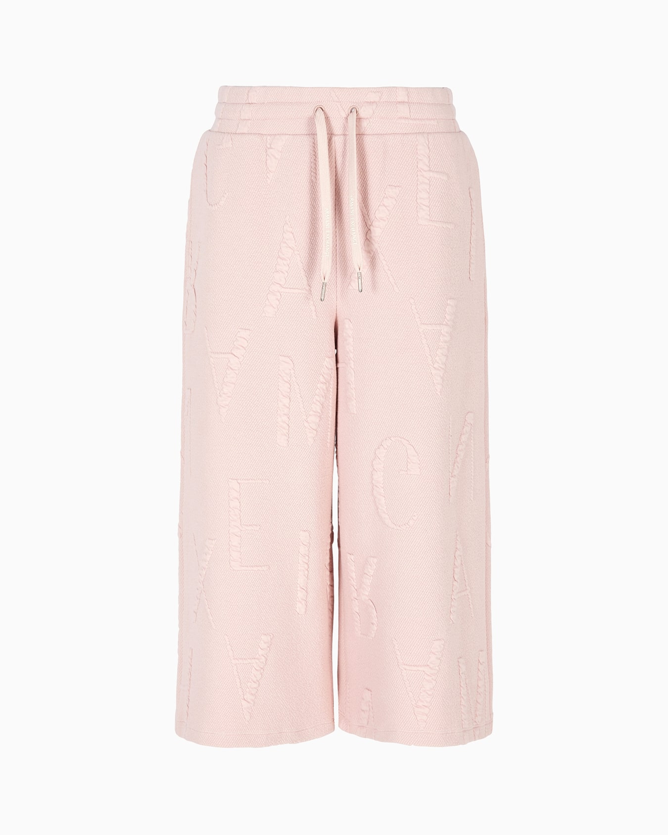 3/4 length wide leg trousers in French terry with embossed logo Slide 0