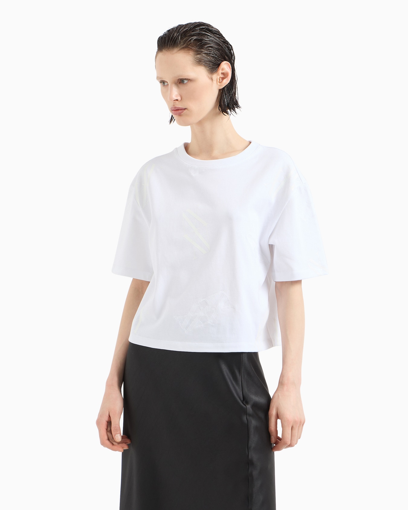 Camiseta corta con logo monograma en algodón ASV Diapositiva 1