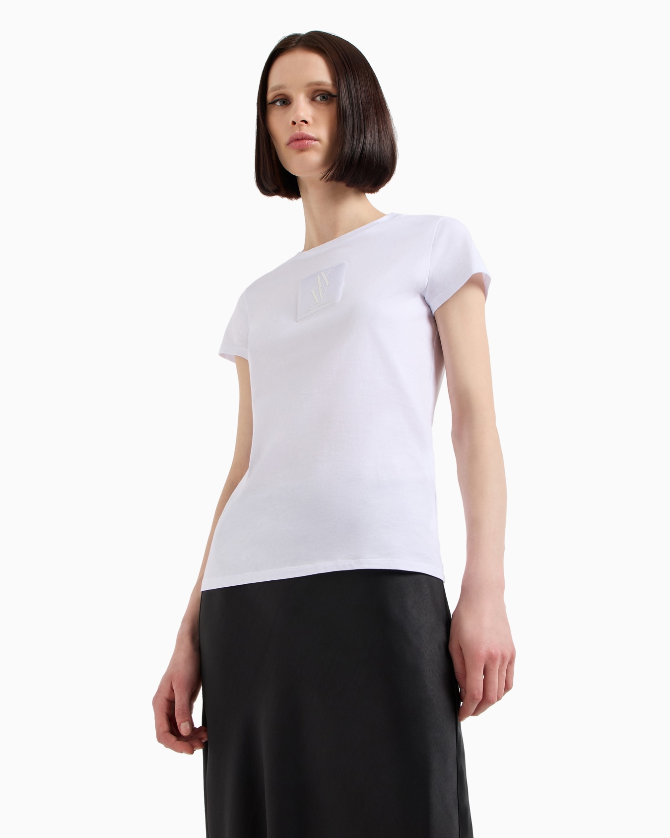 Camiseta slim fit con monograma de algodón orgánico ASV Diapositiva 1