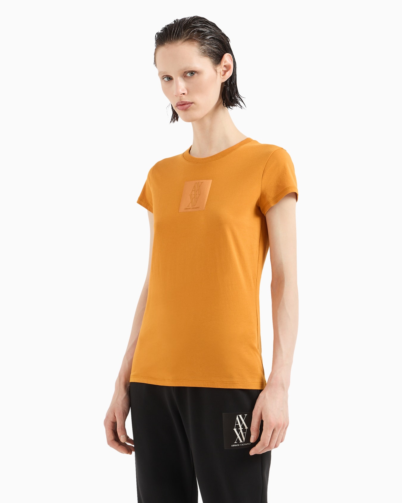 Camiseta slim fit con monograma de algodón orgánico ASV Diapositiva 1