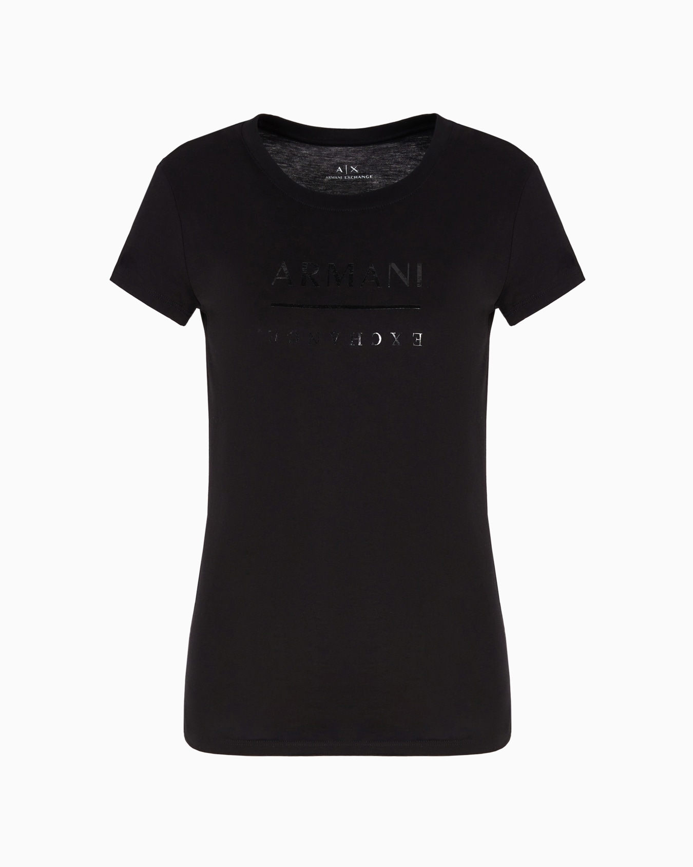 Slim fit pima cotton t-shirt with vinyl effect logo Slide 0