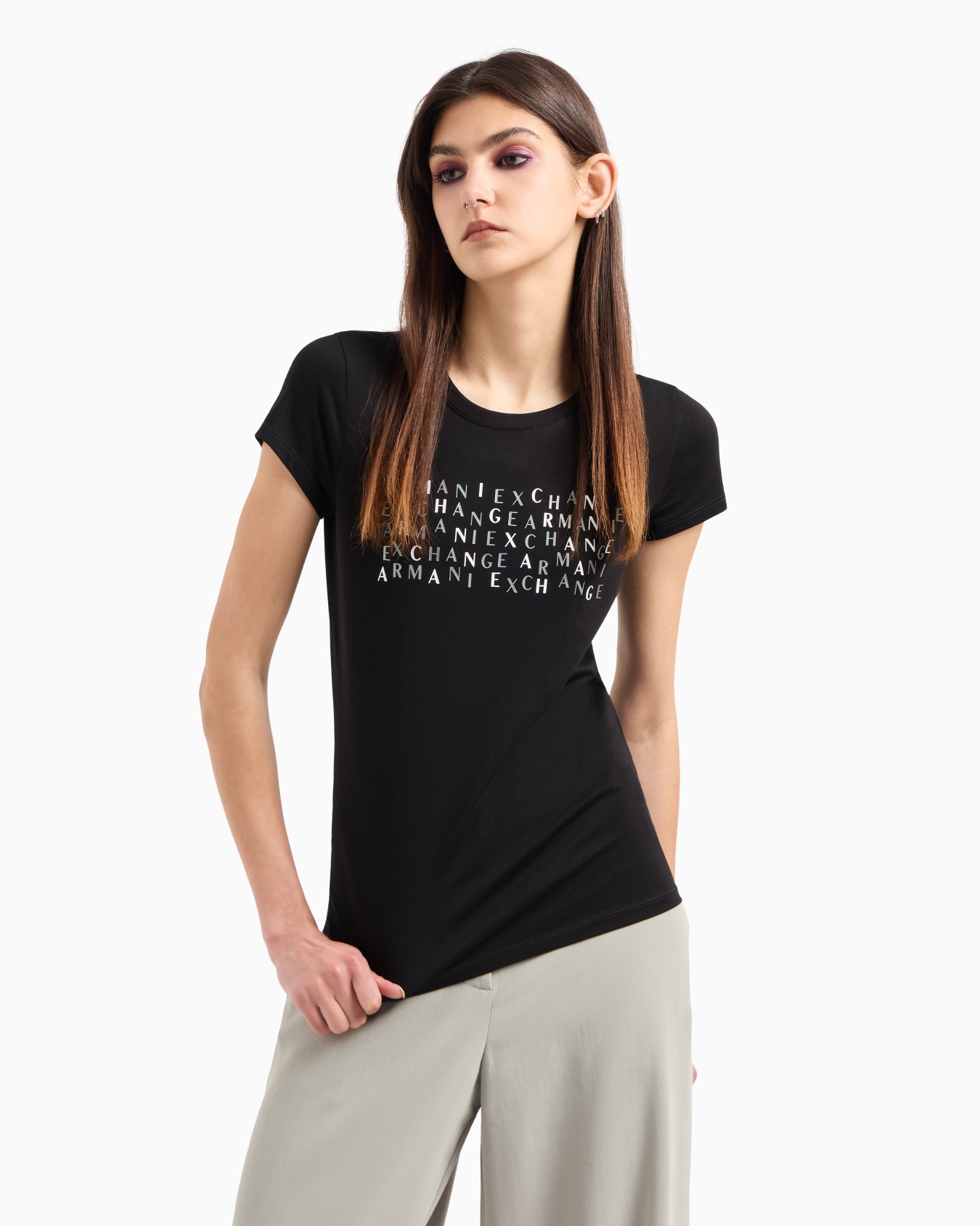 Camiseta slim fit con logo Diapositiva 1