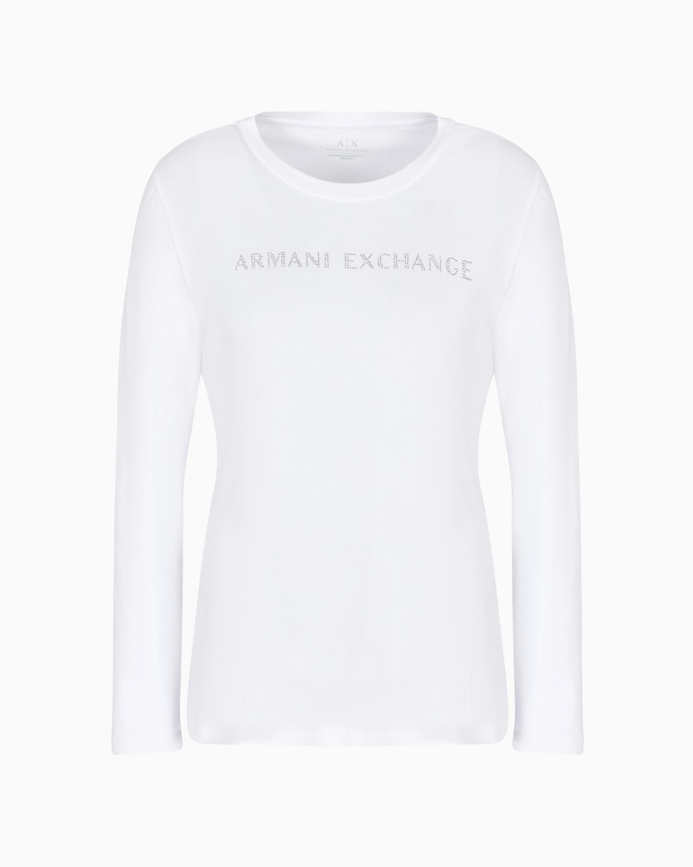Regular fit long sleeve t-shirt with studded logo Slide 0