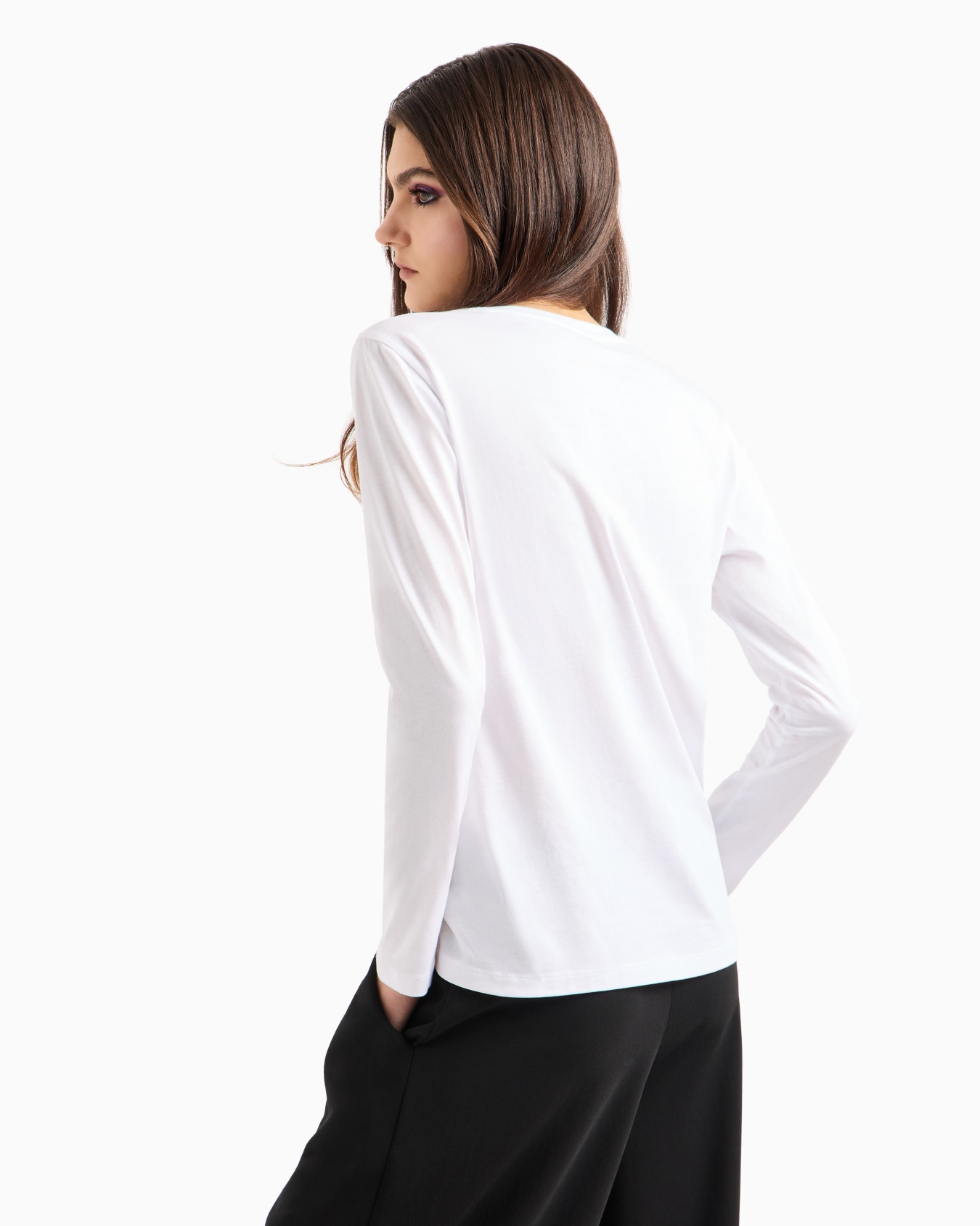 Regular fit long sleeve t-shirt with studded logo Slide 2