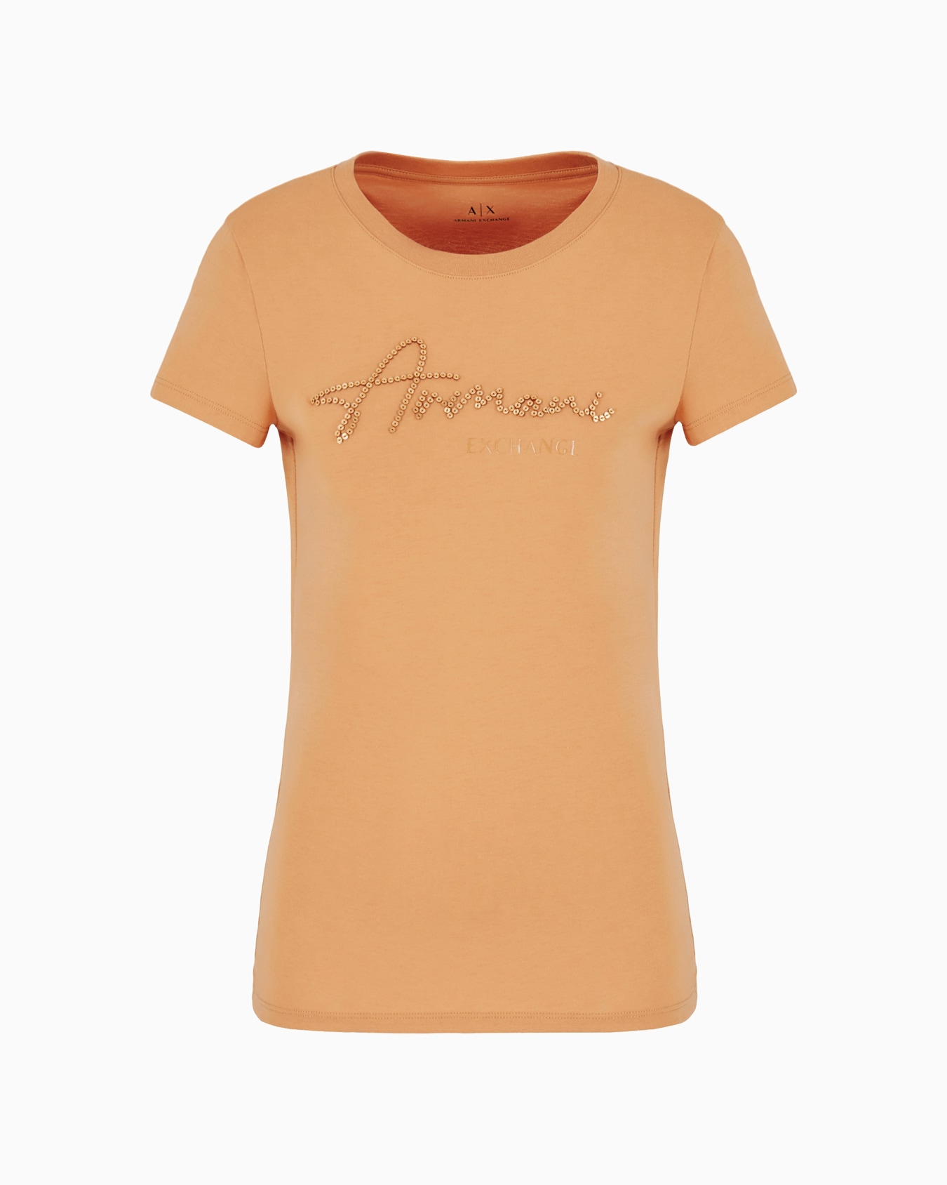 Camiseta slim fit con logo y lentejuelas Diapositiva 0