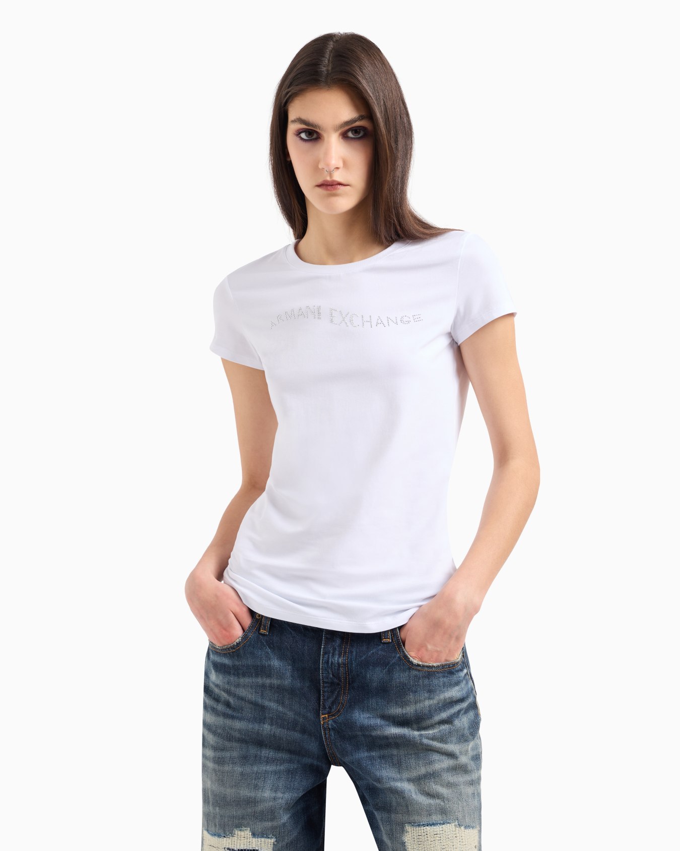 Slim fit T-shirt with wave logo Slide 1