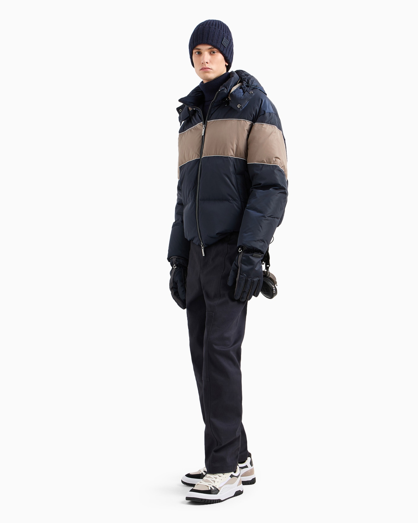 Jacket with hood and contrasting band in ASV fabric Slide 3