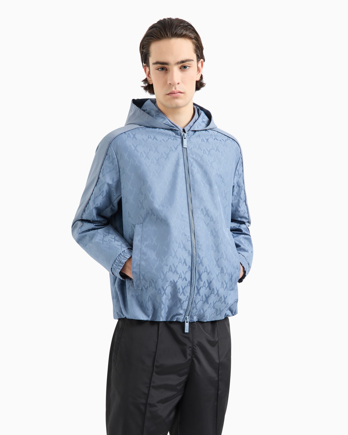 Blouson with hood in monogram coated fabric Slide 1
