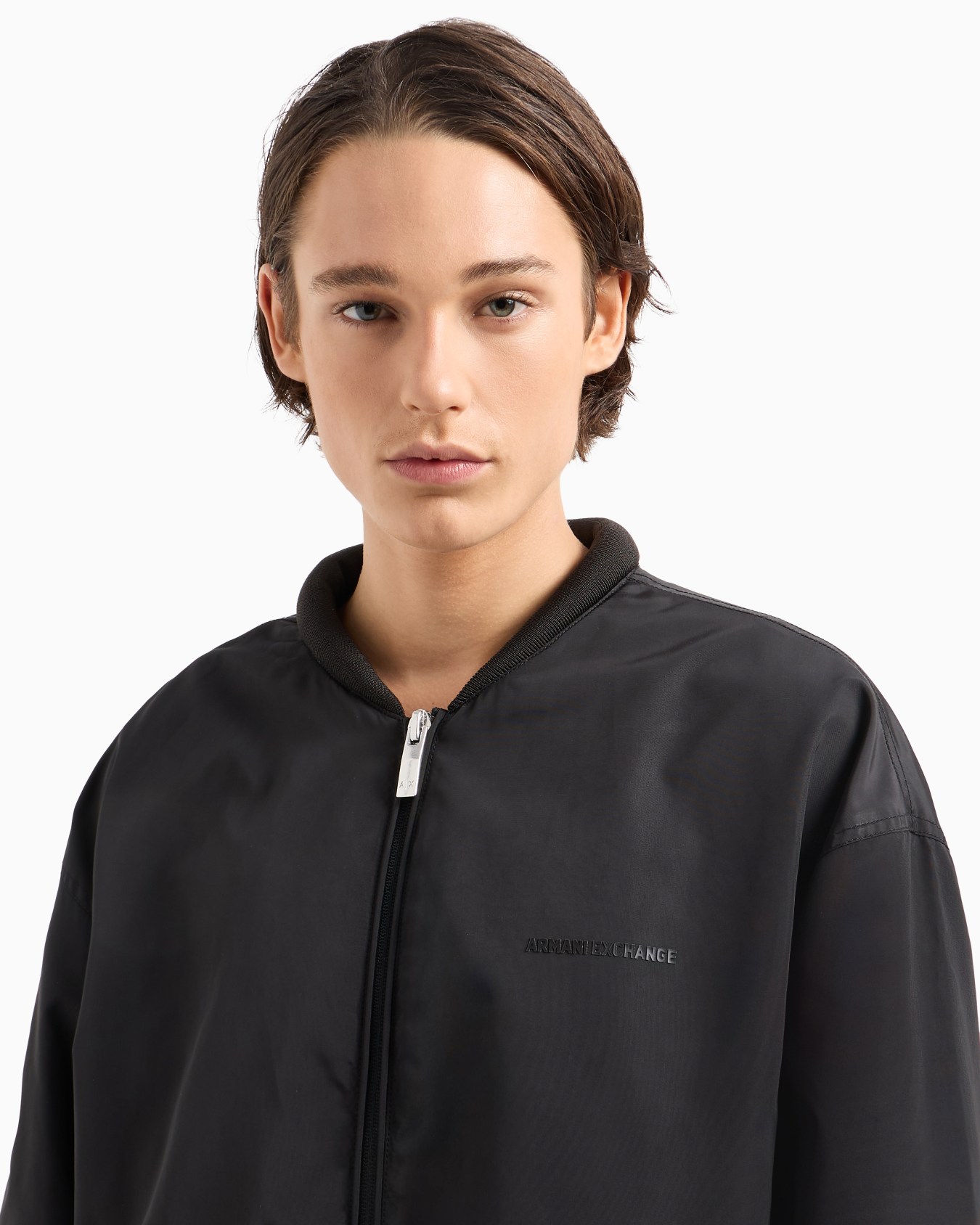 Bomber jacket in technical fabric with tone-on-tone logo Slide 4
