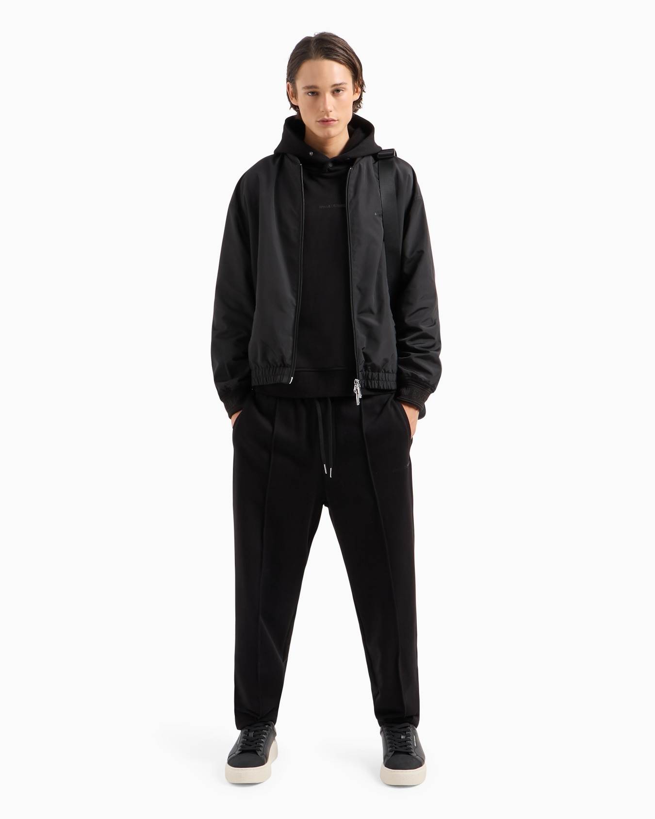 Bomber jacket in technical fabric with tone-on-tone logo Slide 3