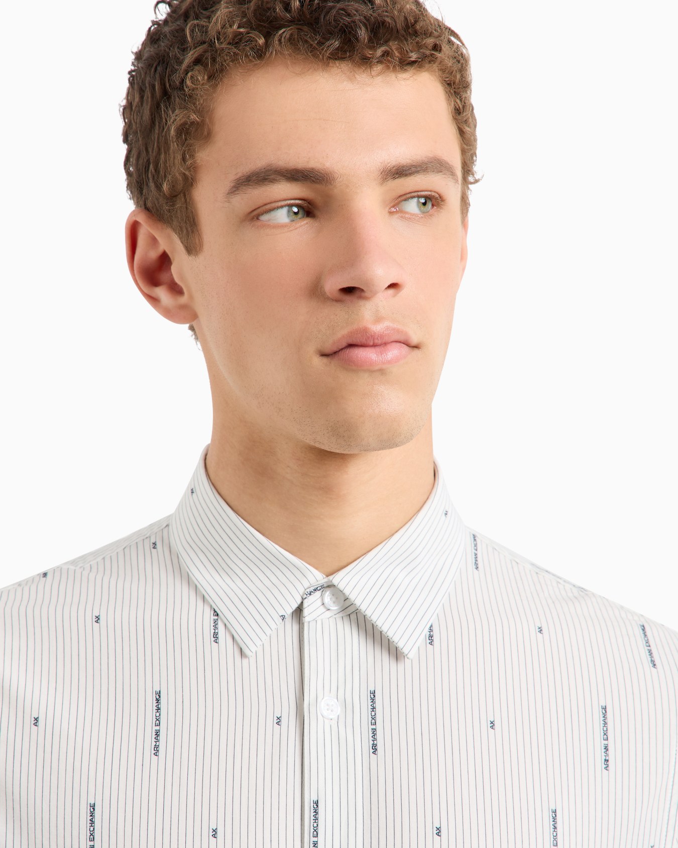 Slim fit cotton shirt with jacquard logo workmanship Slide 4