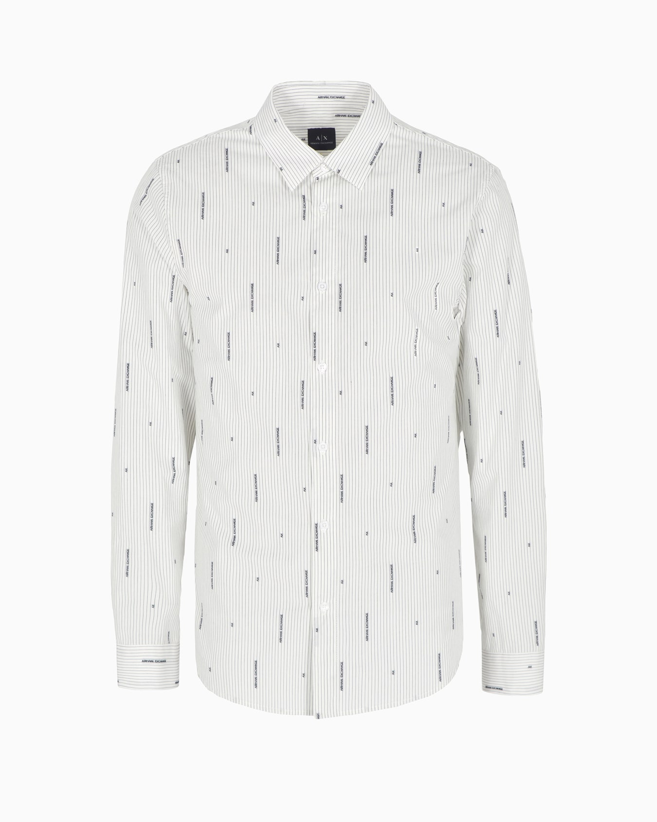 Slim fit cotton shirt with jacquard logo workmanship Slide 0