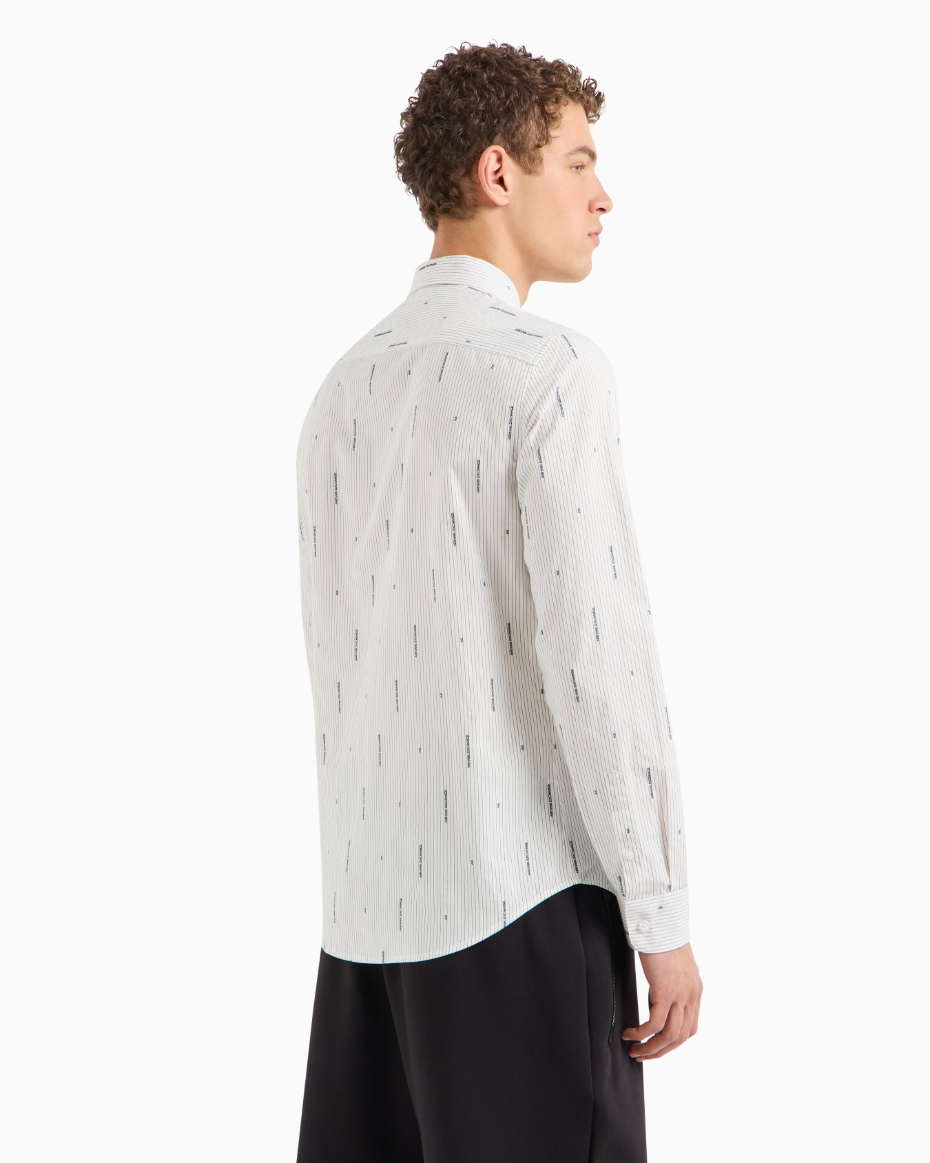Slim fit cotton shirt with jacquard logo workmanship Slide 2