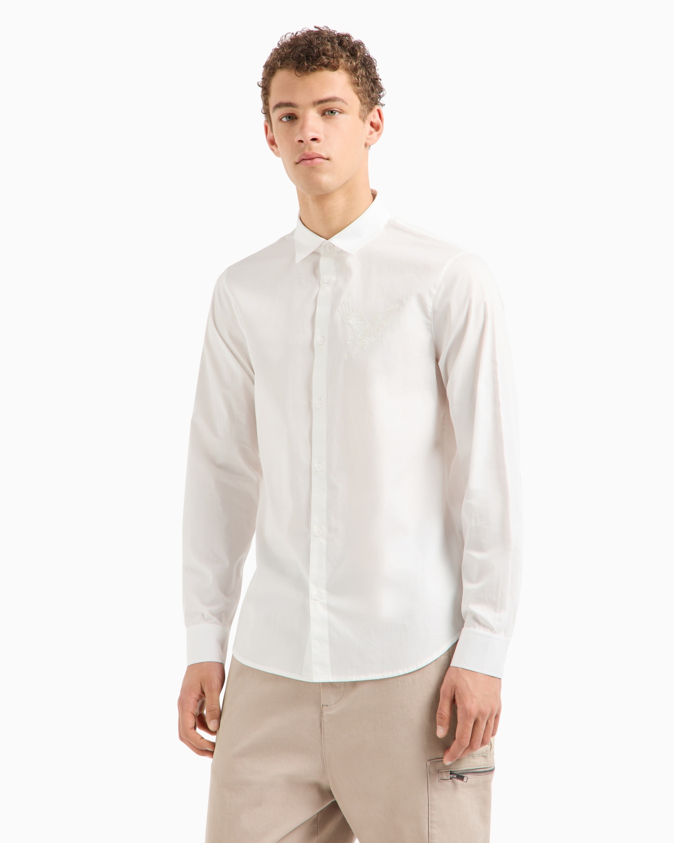 Chemise coupe classique avec broderie aigle en coton ASV Diapositive 1