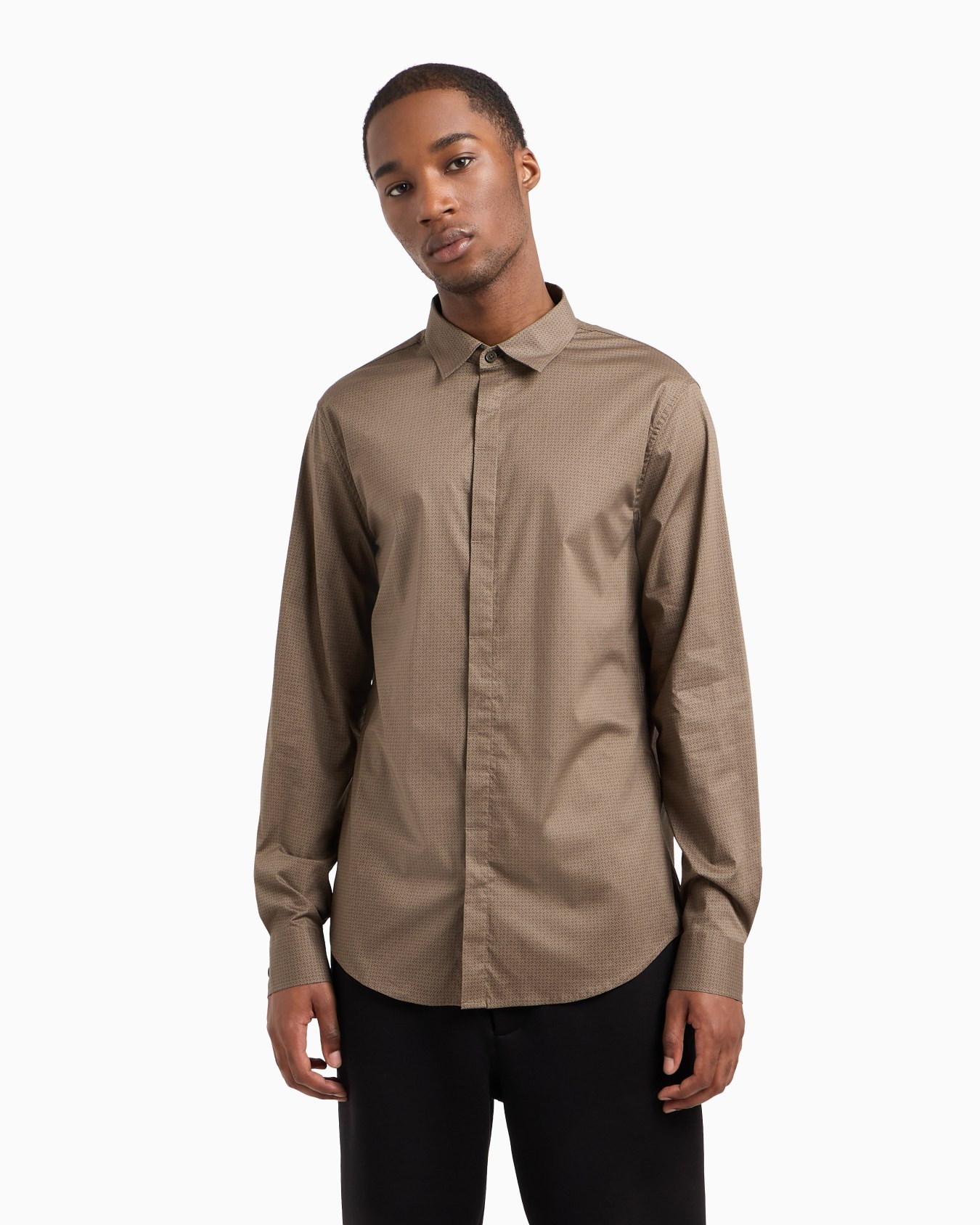 Slim fit shirt in stretch cotton poplin Slide 1