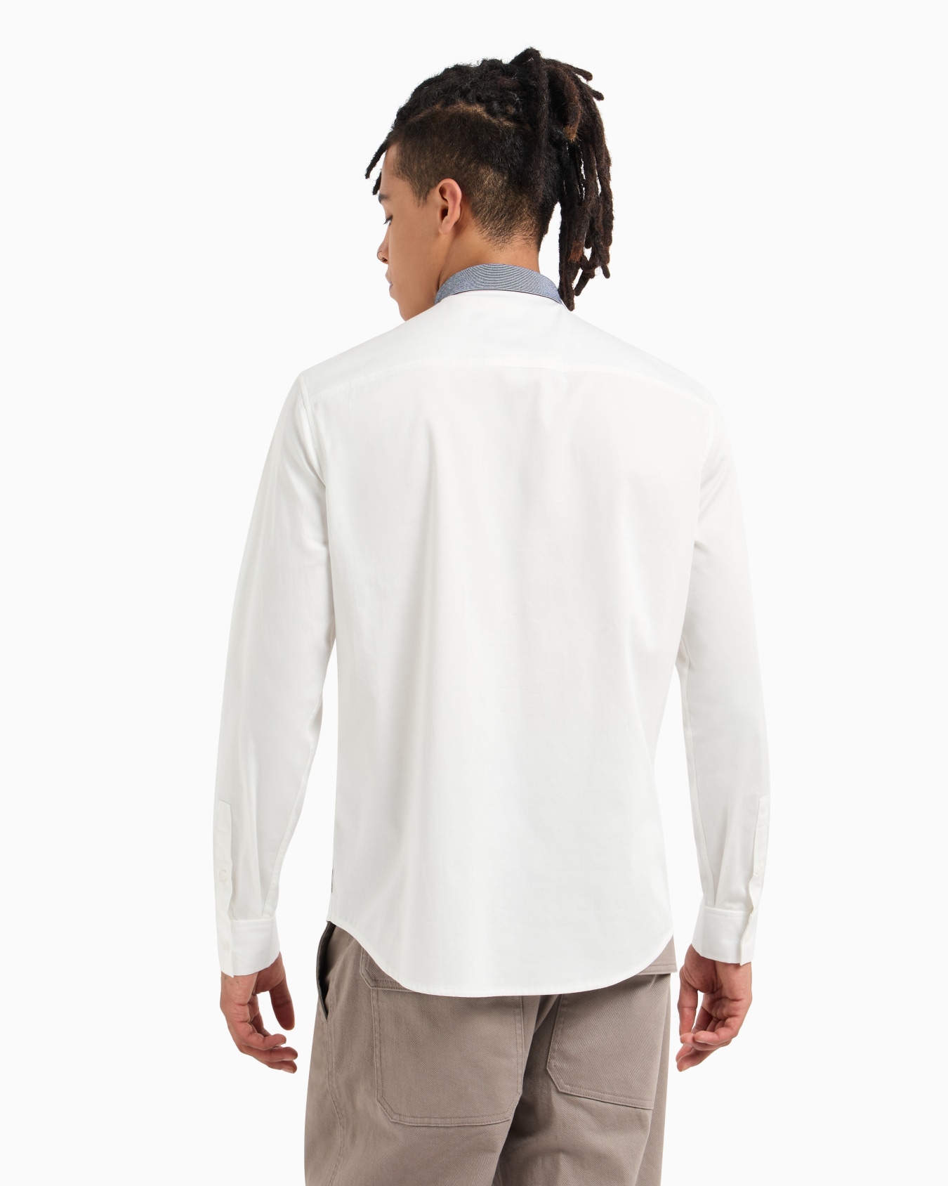 Camisa regular fit de popelín de algodón elástico Diapositiva 2