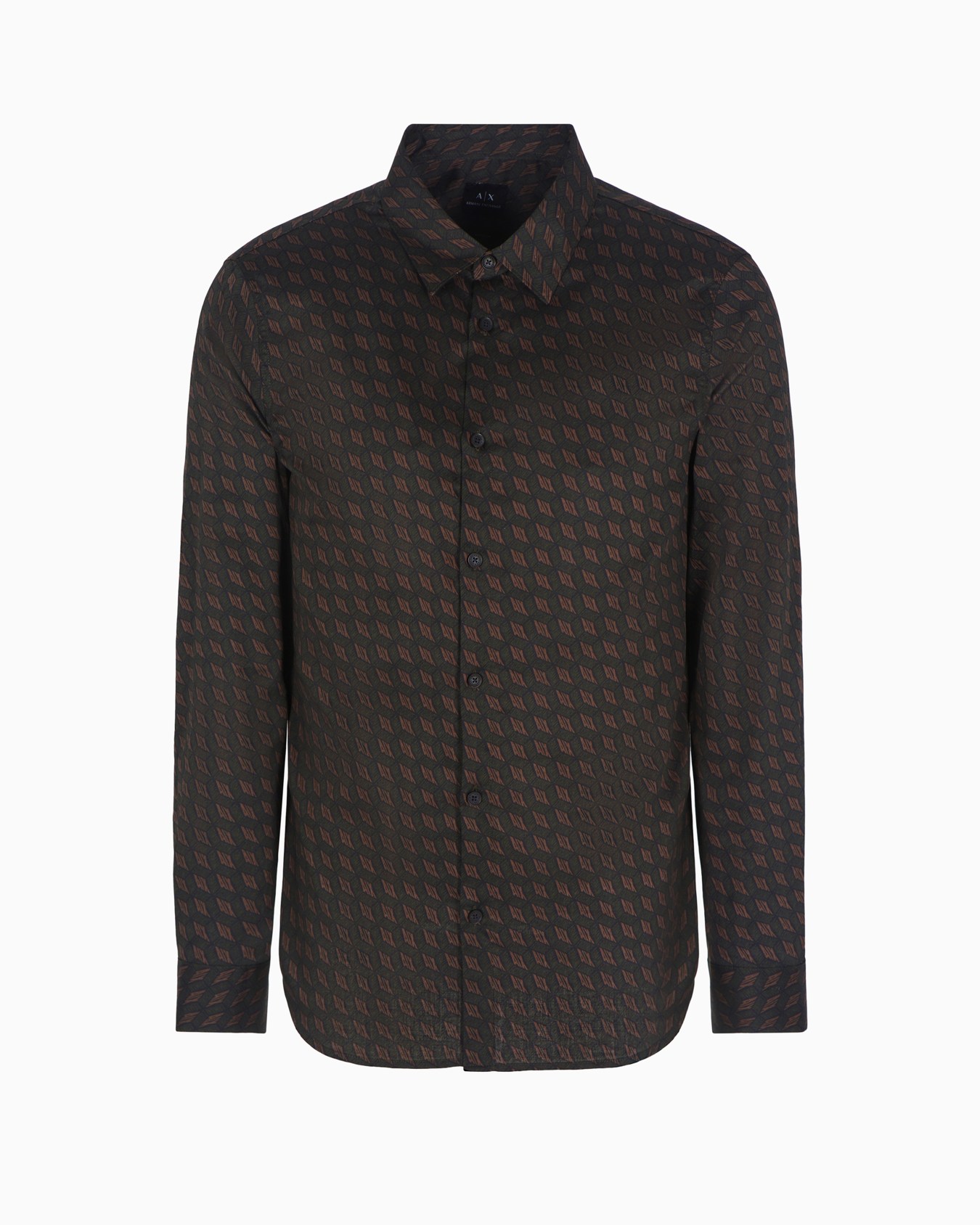 Regular fit patterned satin cotton shirt Slide 0