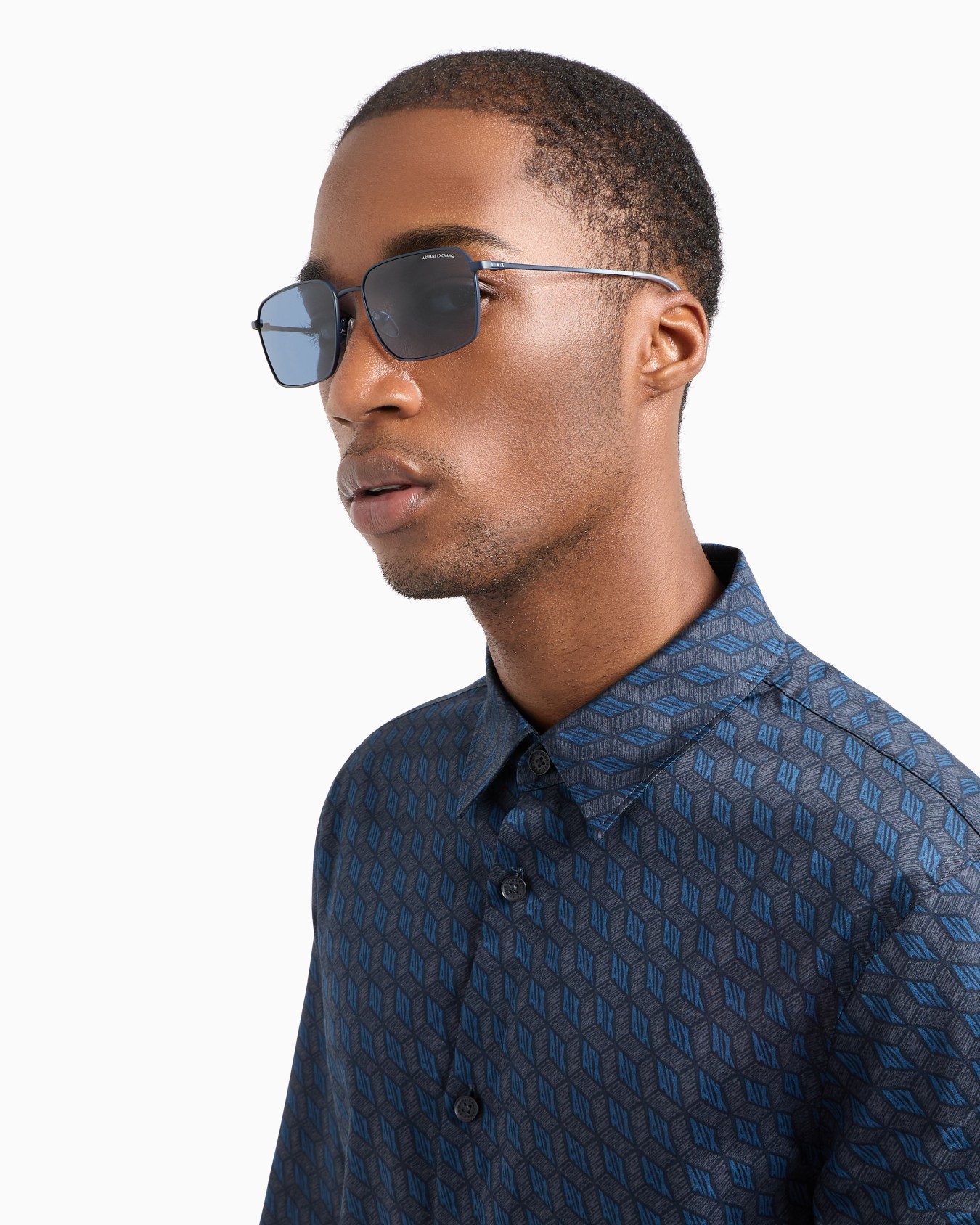 Regular fit patterned satin cotton shirt Slide 4