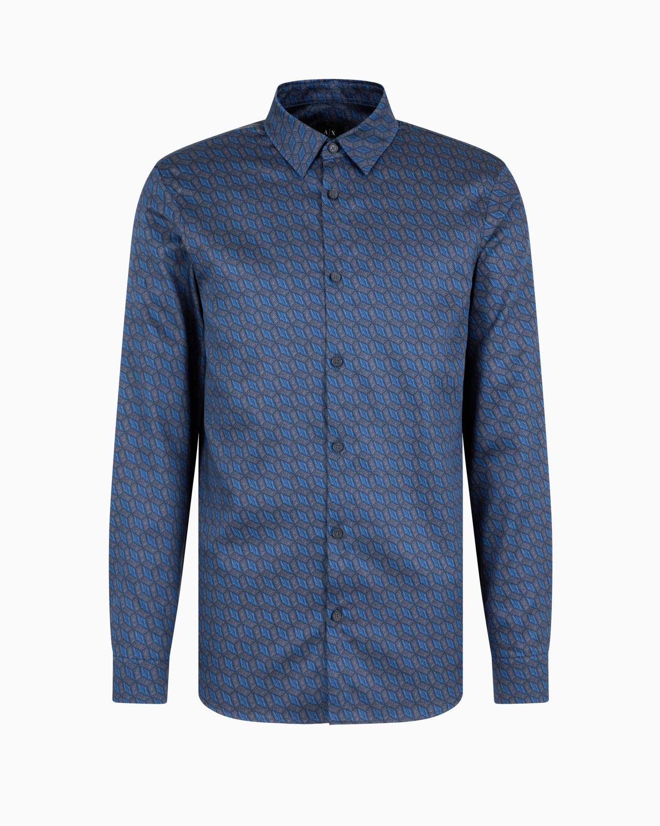 Regular fit patterned satin cotton shirt Slide 0