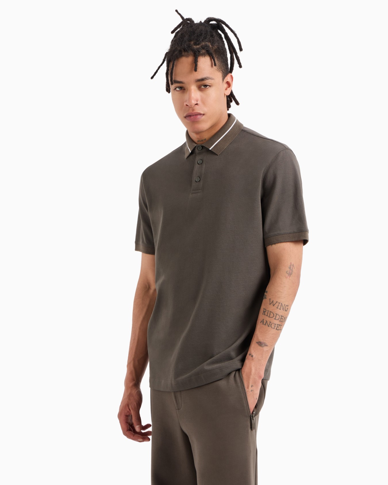 Regular fit organic cotton polo with contrasting detail ASV Slide 1