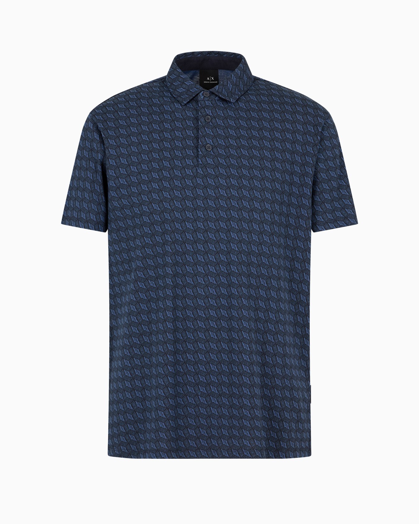 Regular fit cotton polo with allover logo Slide 0