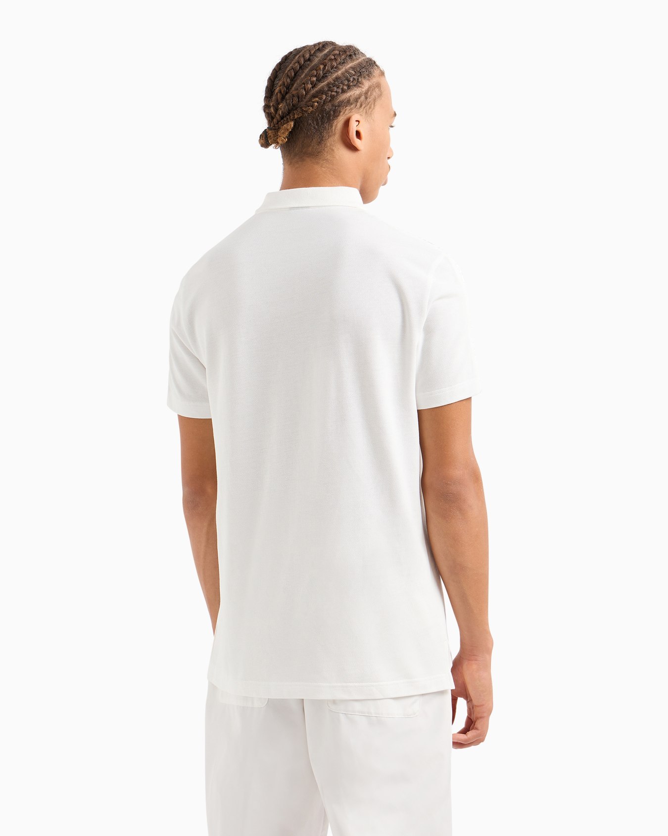 Regular fit cotton zip polo with logo bands Slide 2