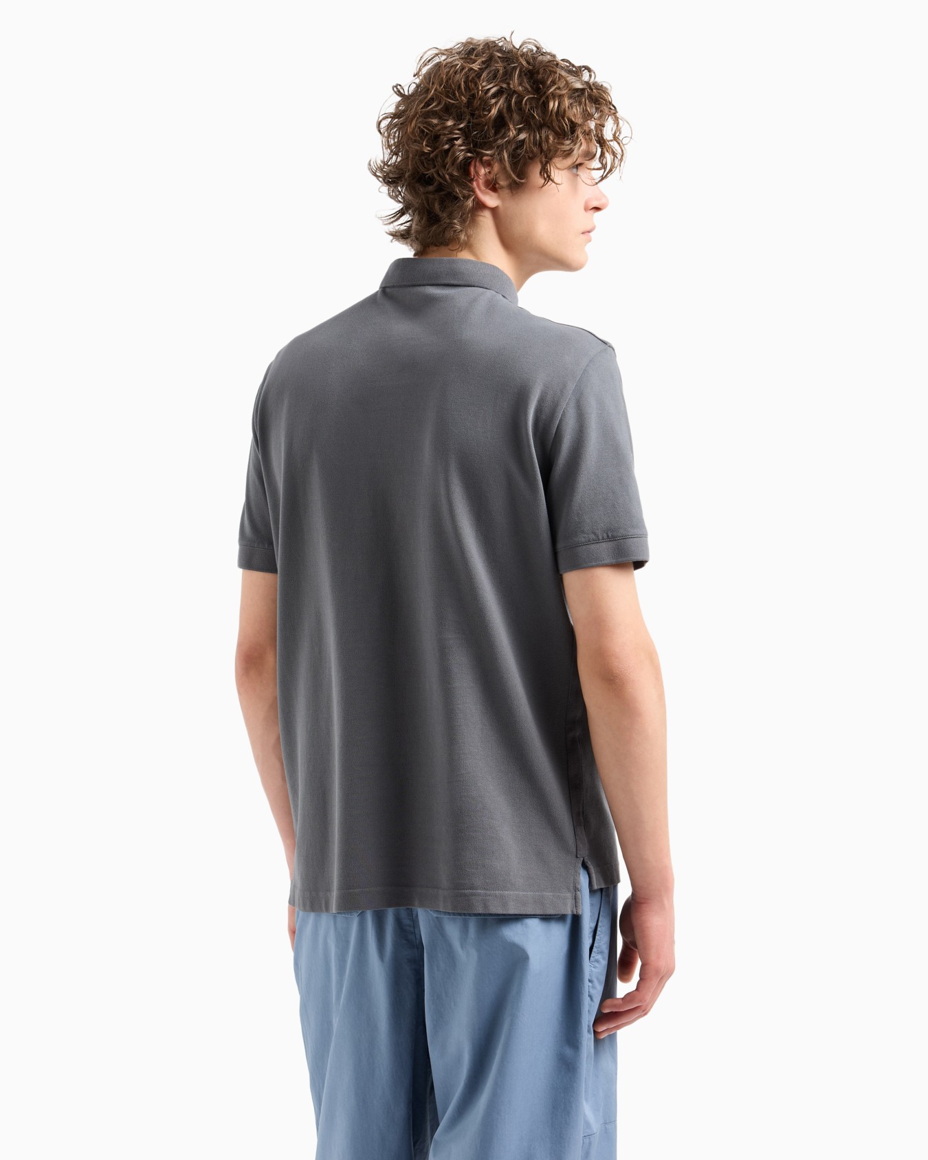 Regular fit short sleeve polo with cotton logo Slide 2