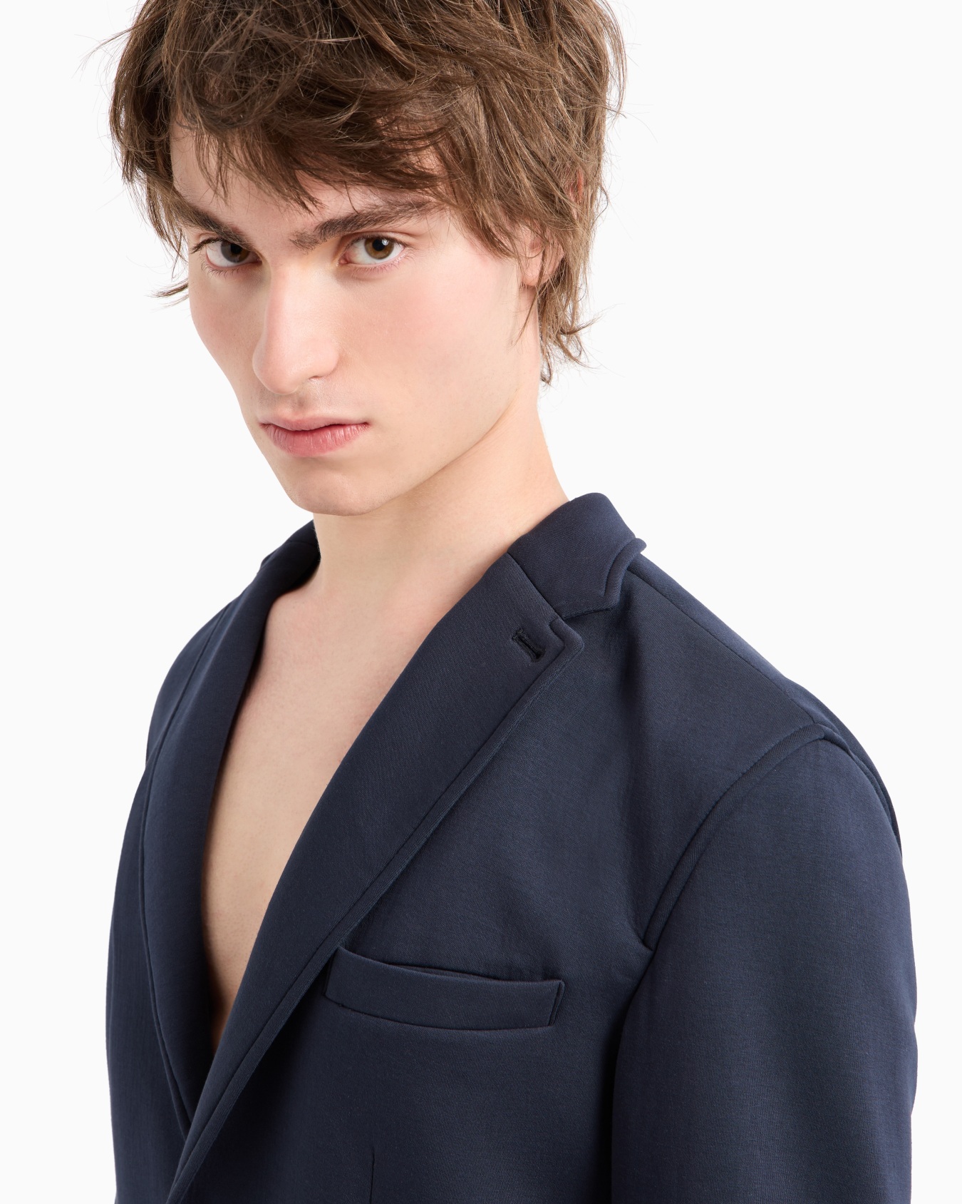 Giacca monopetto in cotone stretch con pettorina con zip Slide 4