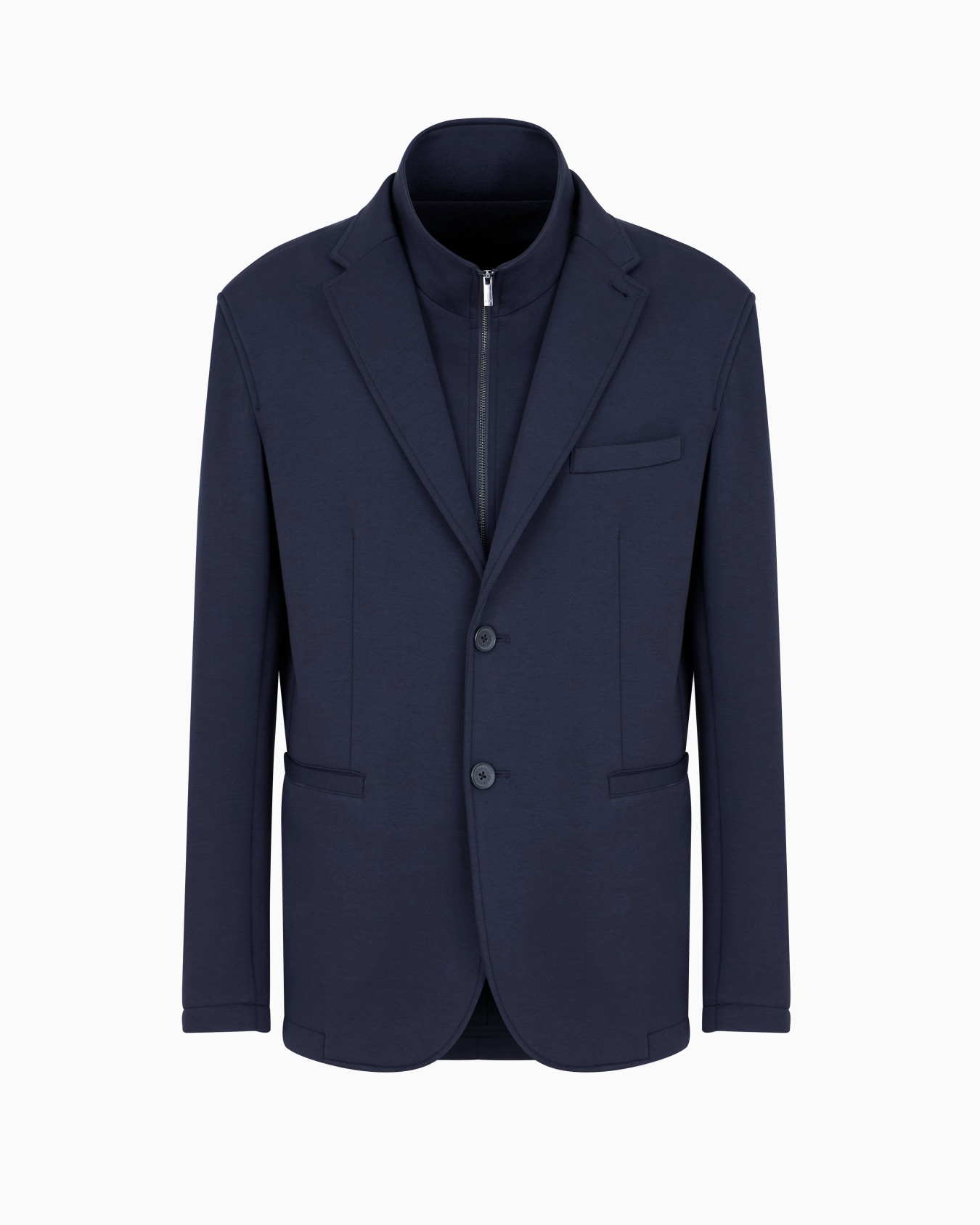 Giacca monopetto in cotone stretch con pettorina con zip Slide 0