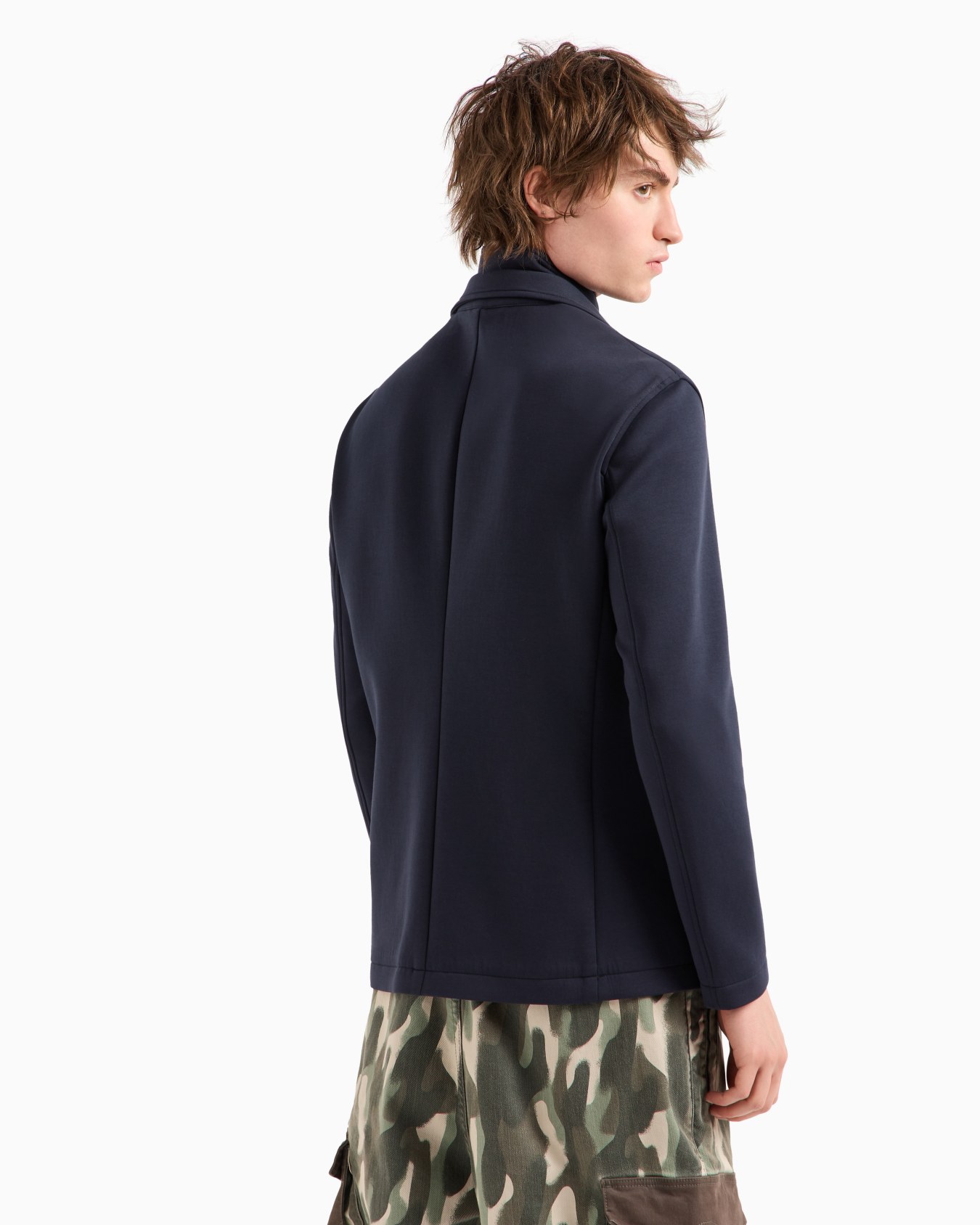 Giacca monopetto in cotone stretch con pettorina con zip Slide 2