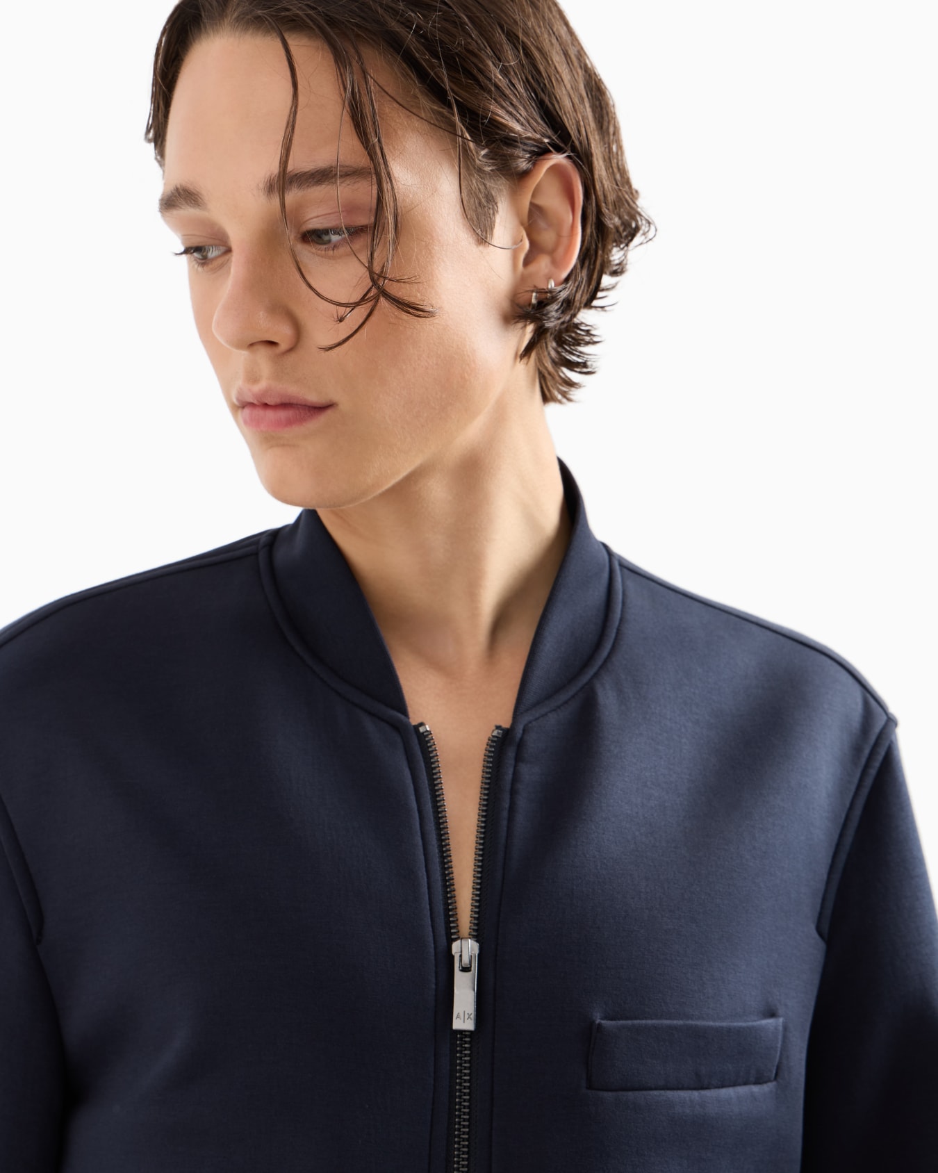 Bonded cotton long zip jacket Slide 4