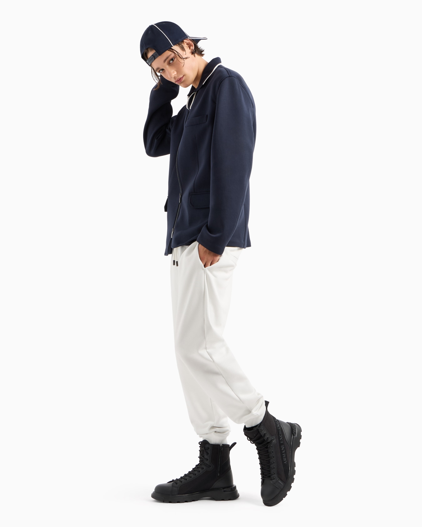 Bonded cotton long zip jacket Slide 3