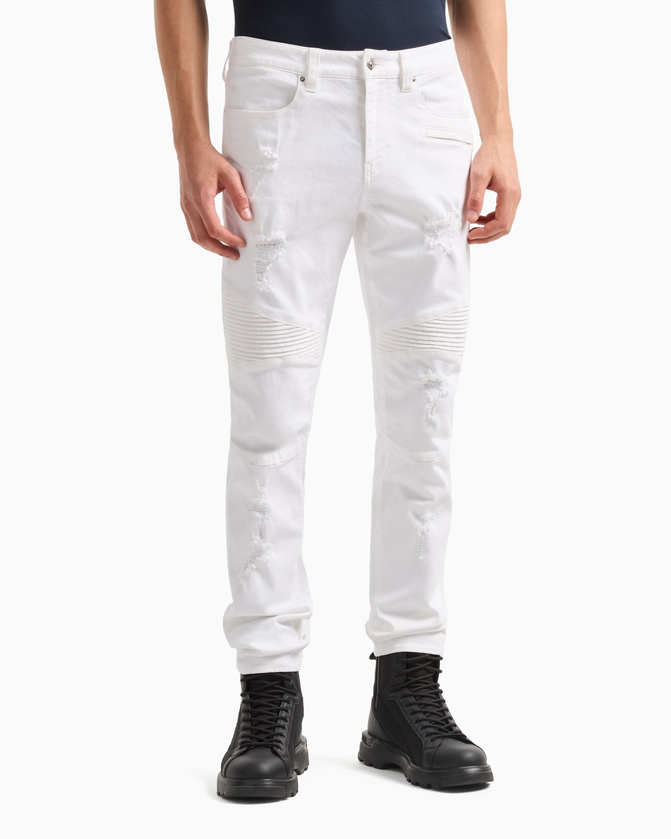 J27 skinny biker fit jeans in washed denim Diapositiva 3
