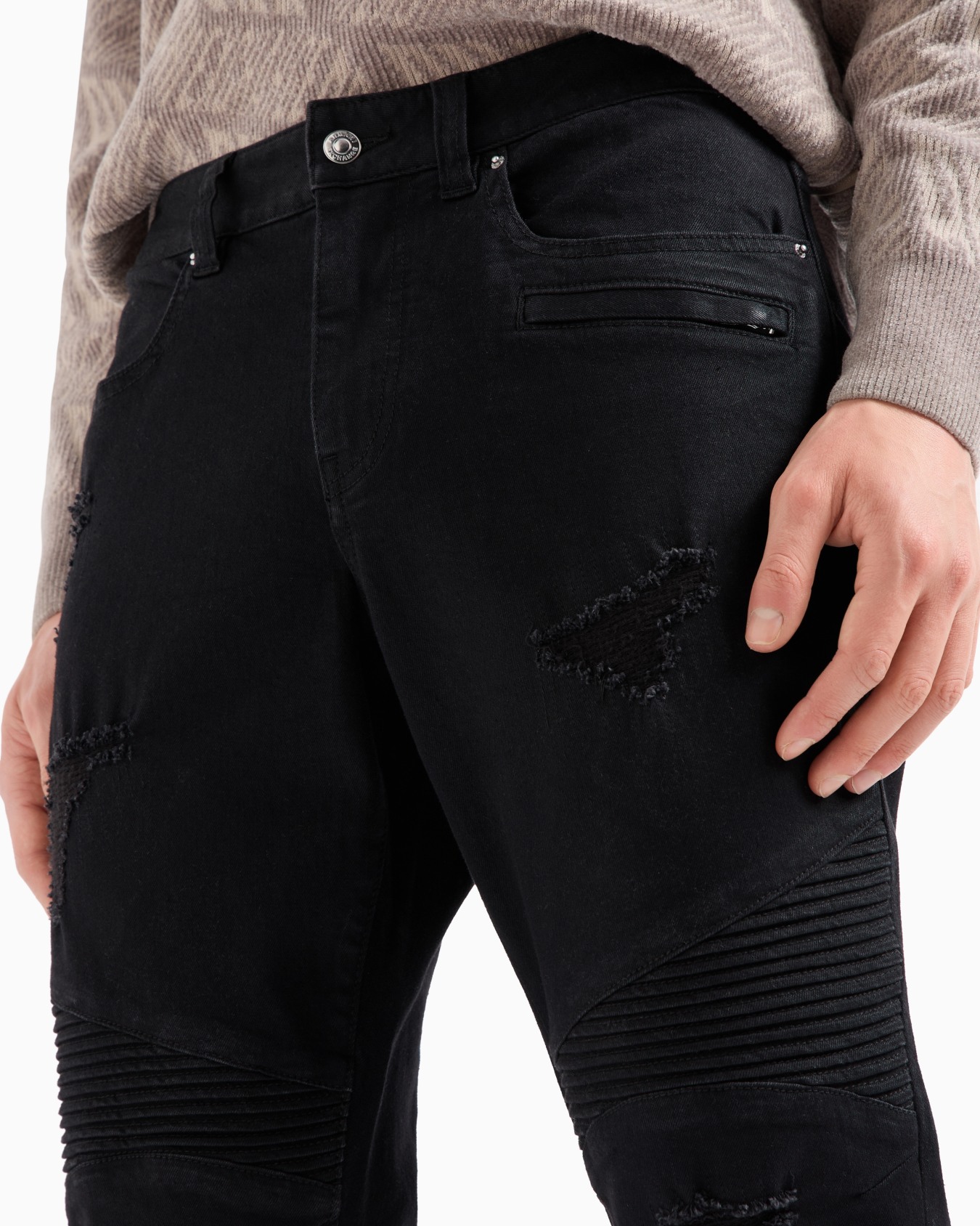 J27 skinny biker fit jeans in washed denim Slide 4