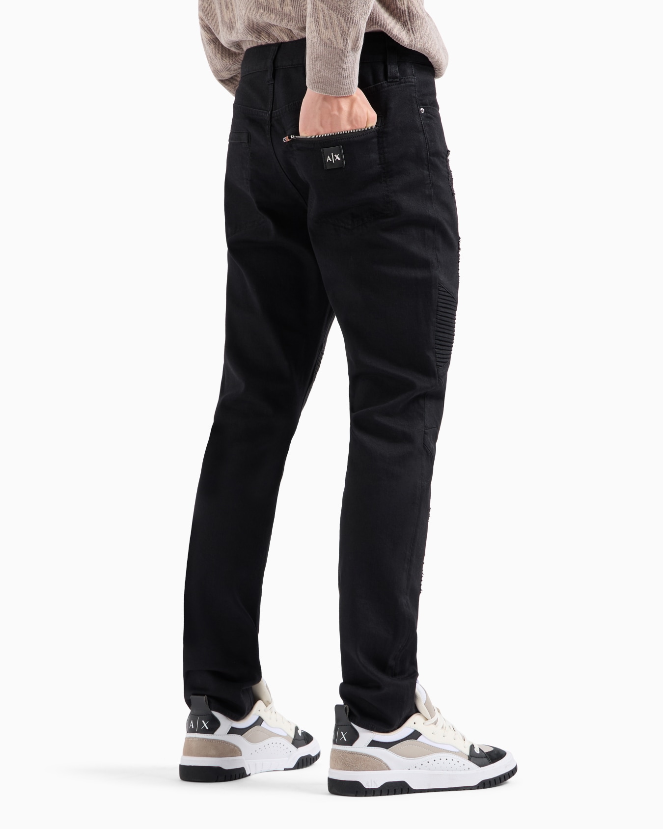 J27 skinny biker fit jeans in washed denim Slide 2