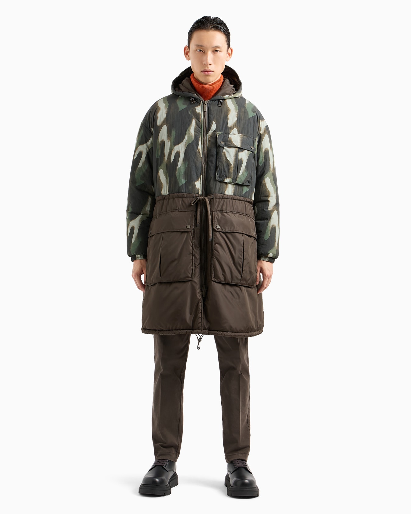 Crinkle Camou Nylon Hooded Parka Slide 1