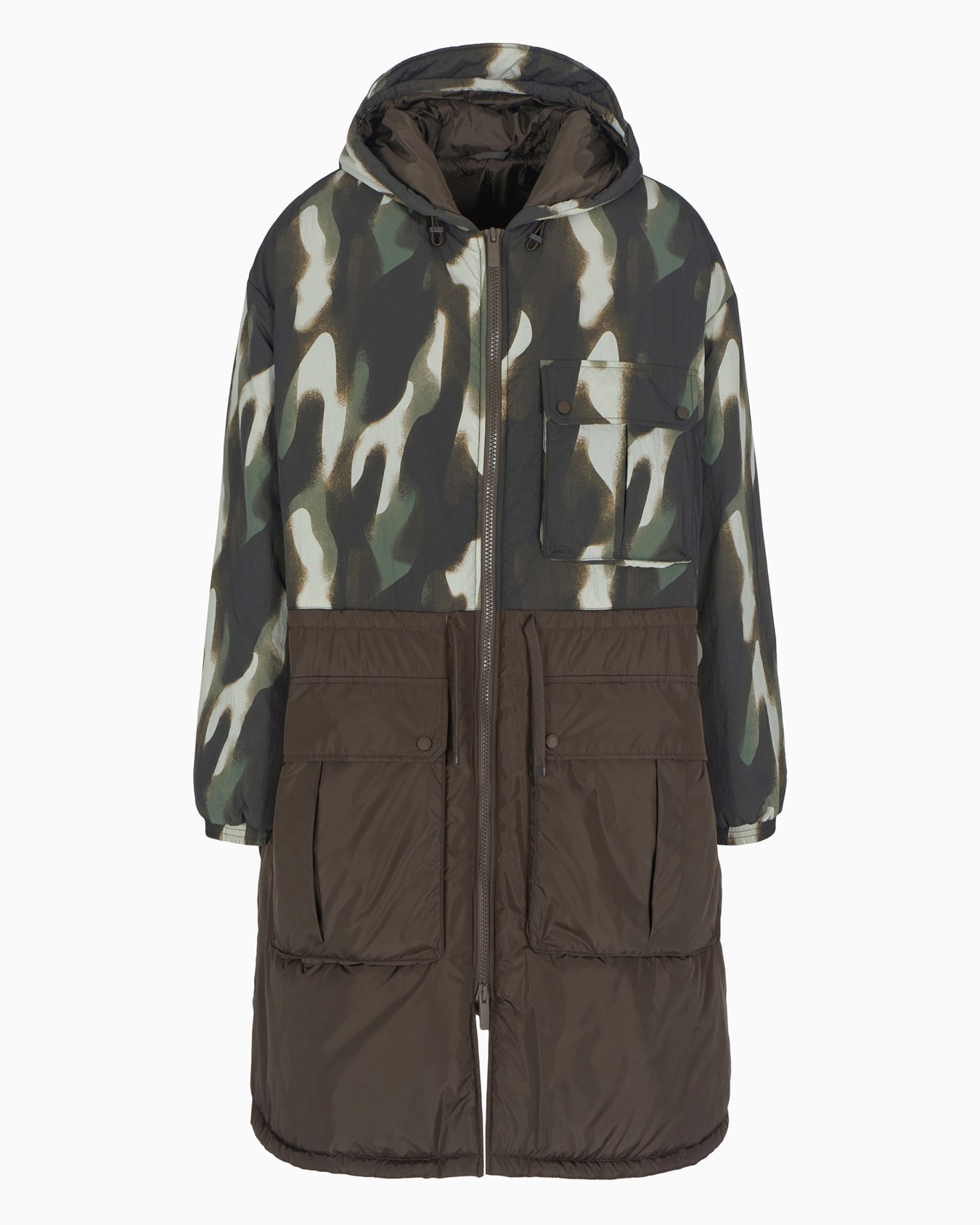 Crinkle Camou Nylon Hooded Parka Slide 0