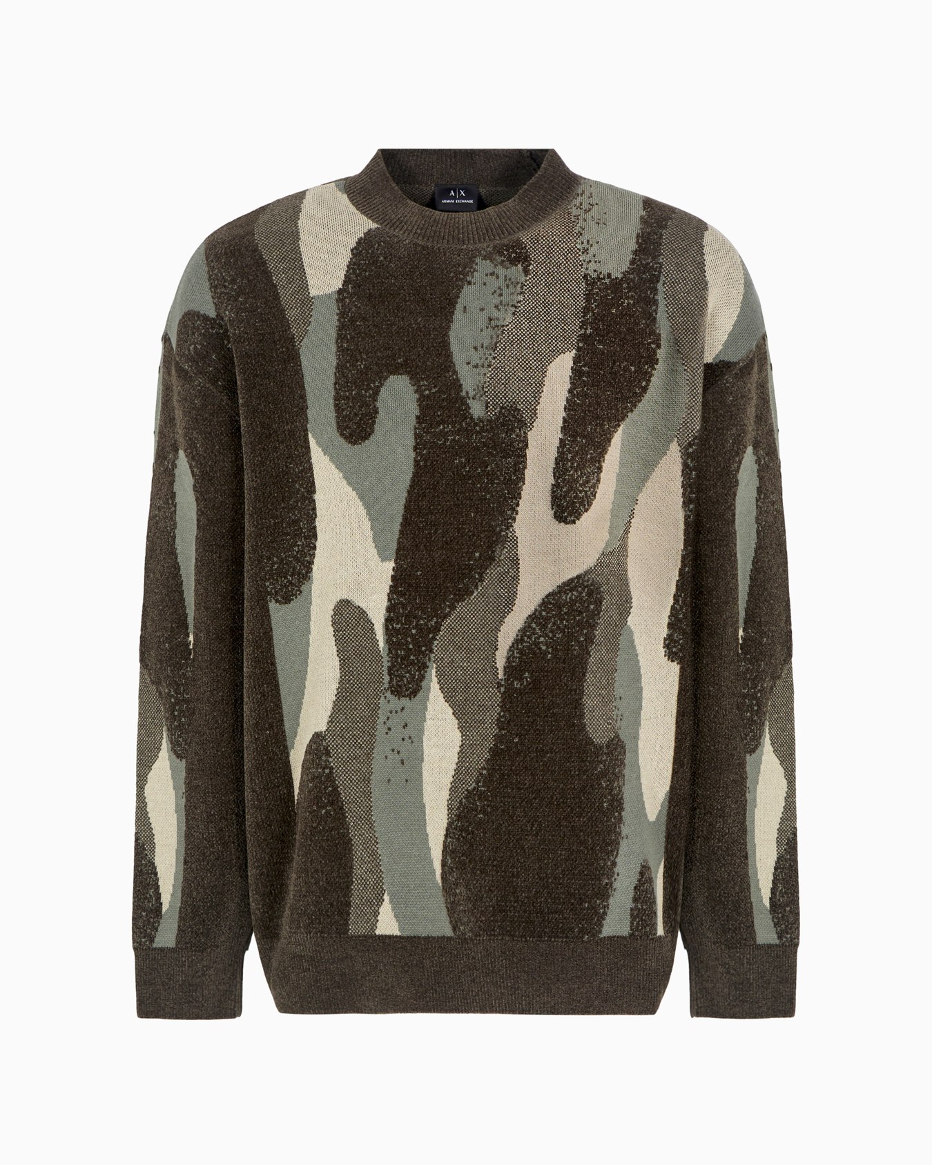 Pull col rond en chenille camouflage  Diapositive 0