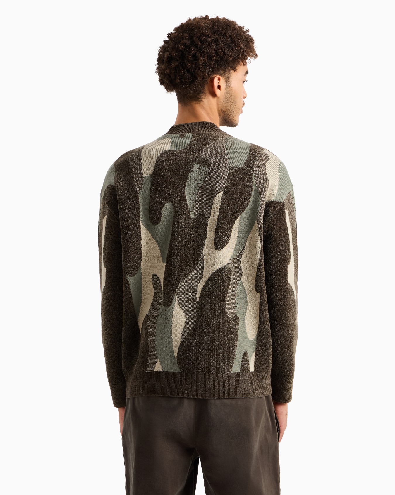 Pull col rond en chenille camouflage  Diapositive 2