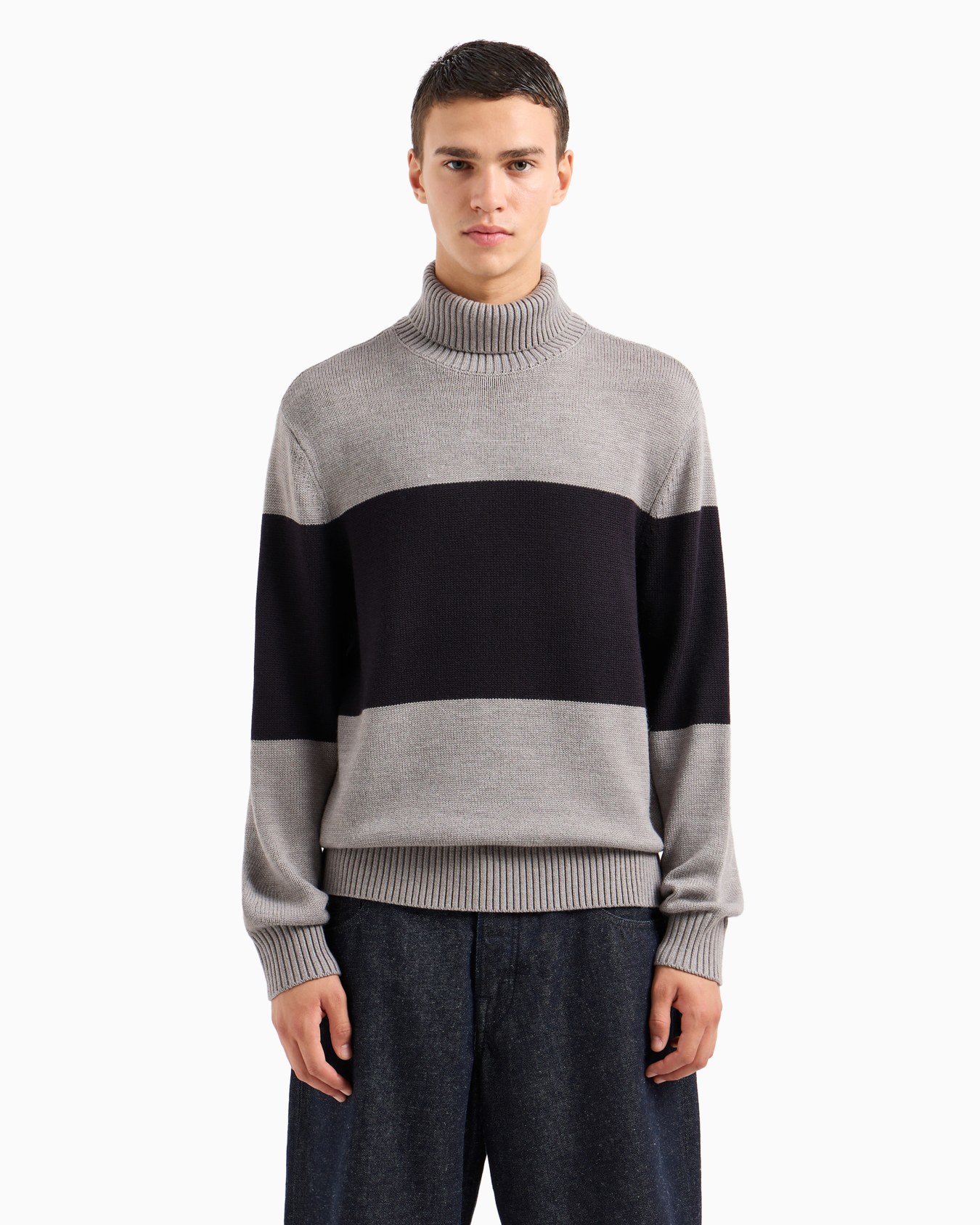  Contrast Stripe Turtleneck Sweater Slide 1