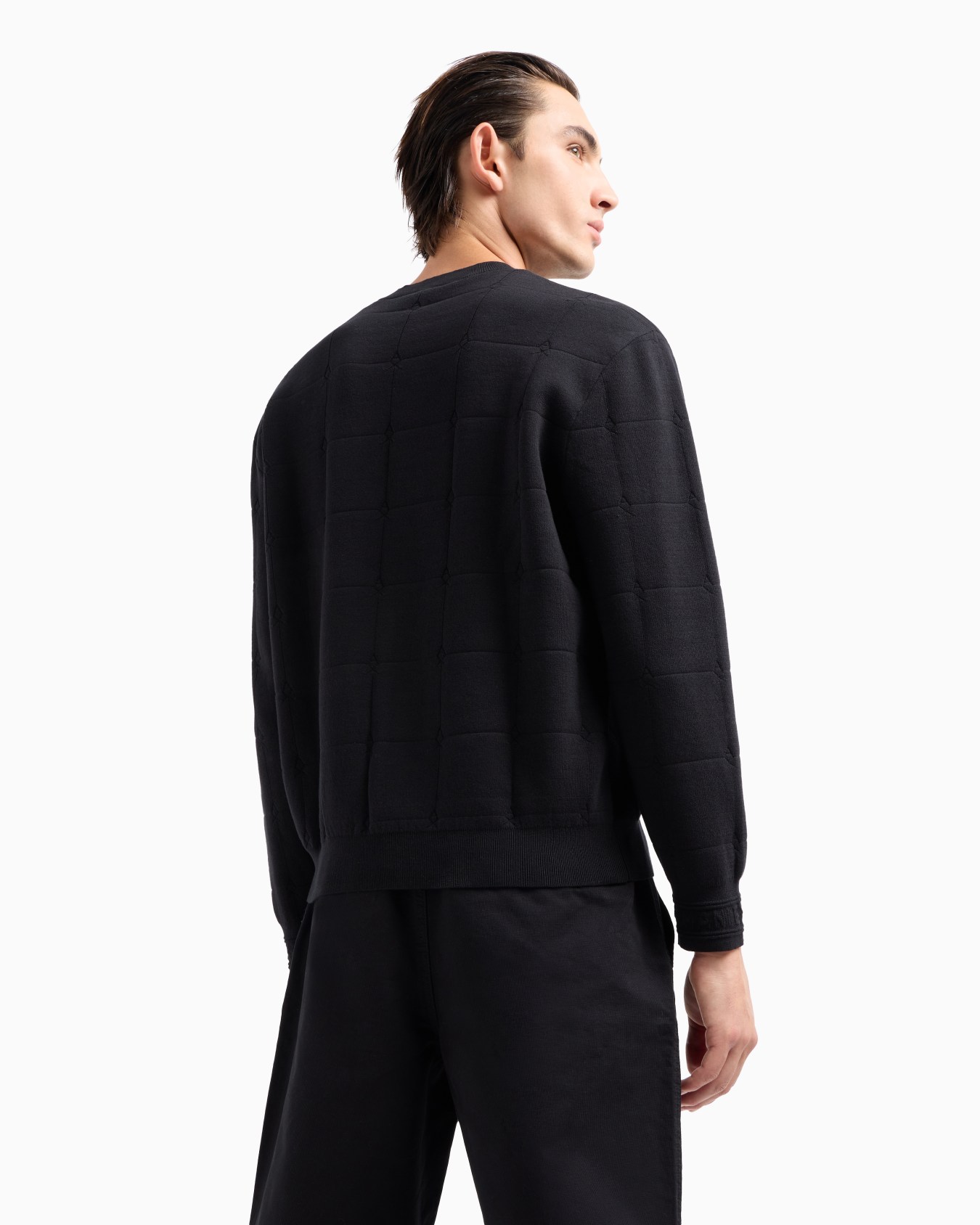  Checked Jacquard Crewneck Sweater Slide 2