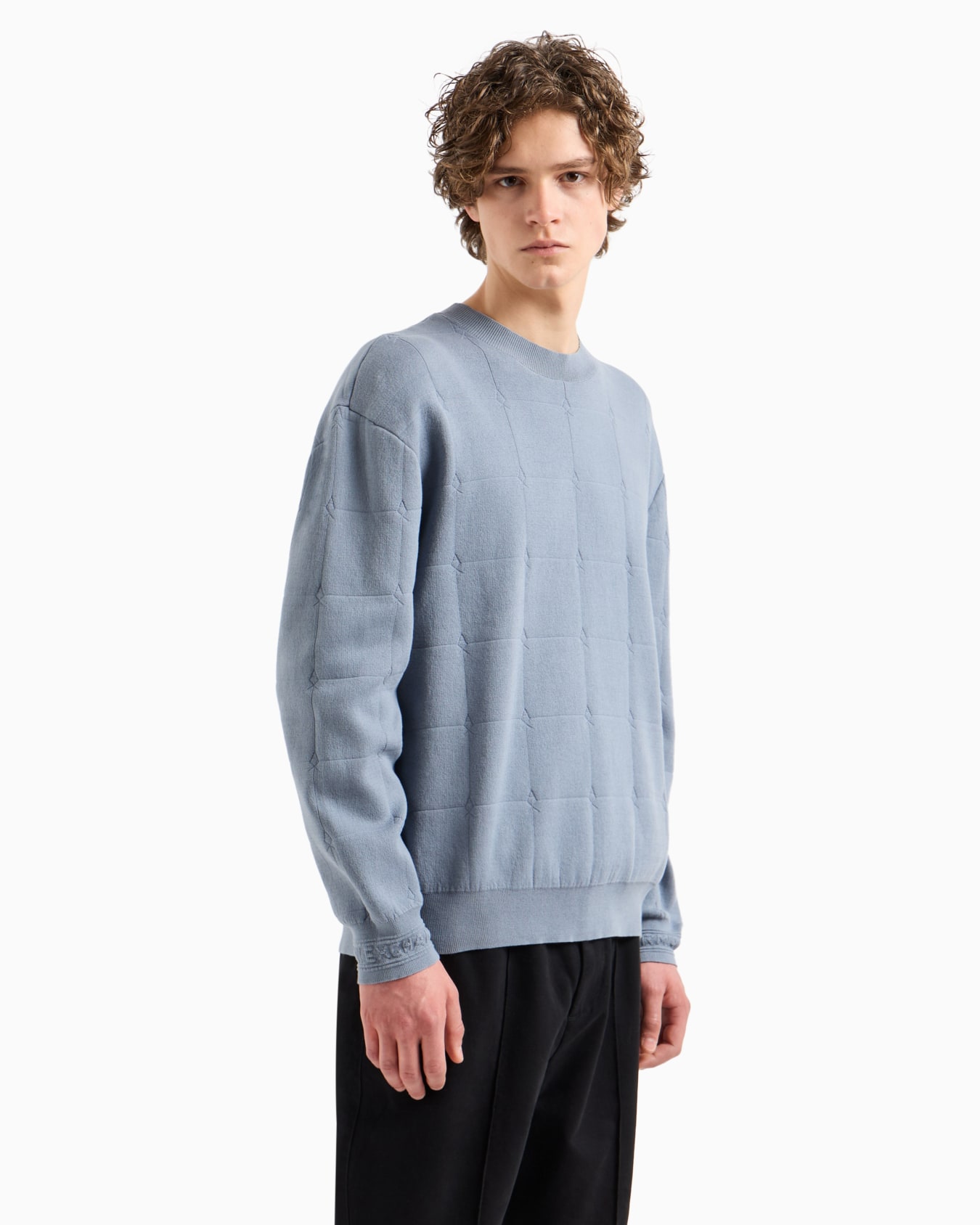 Pull ras du cou en jacquard à carreaux  Diapositive 1
