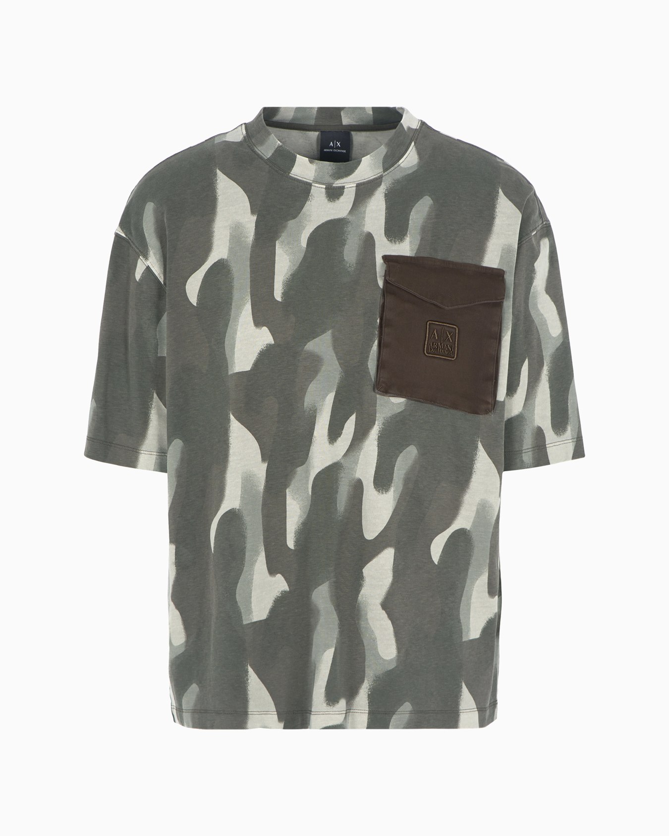 Relaxed fit camouflage T-shirt with logo pocket Slide 0