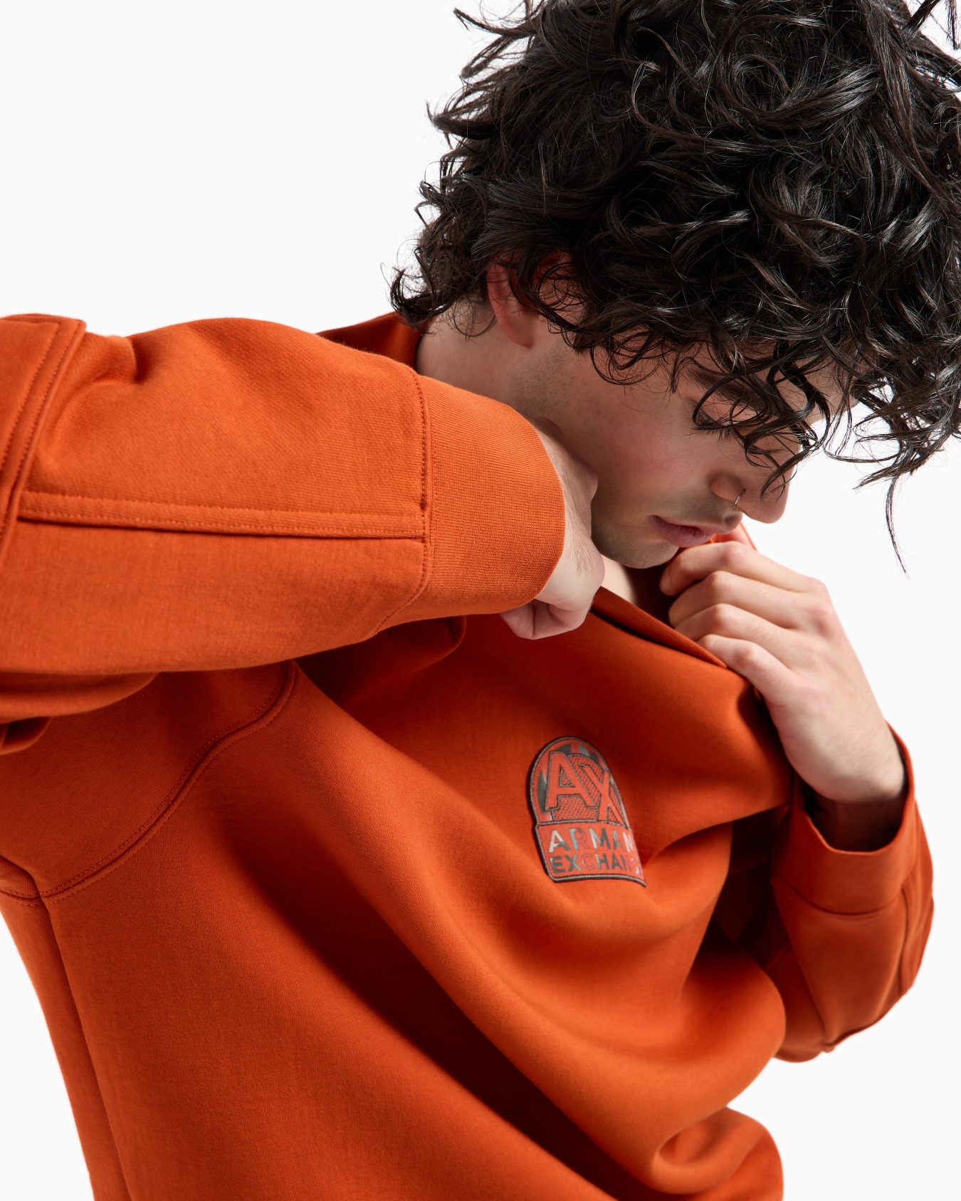 Sudadera de algodón elástico con logo emblema Diapositiva 4