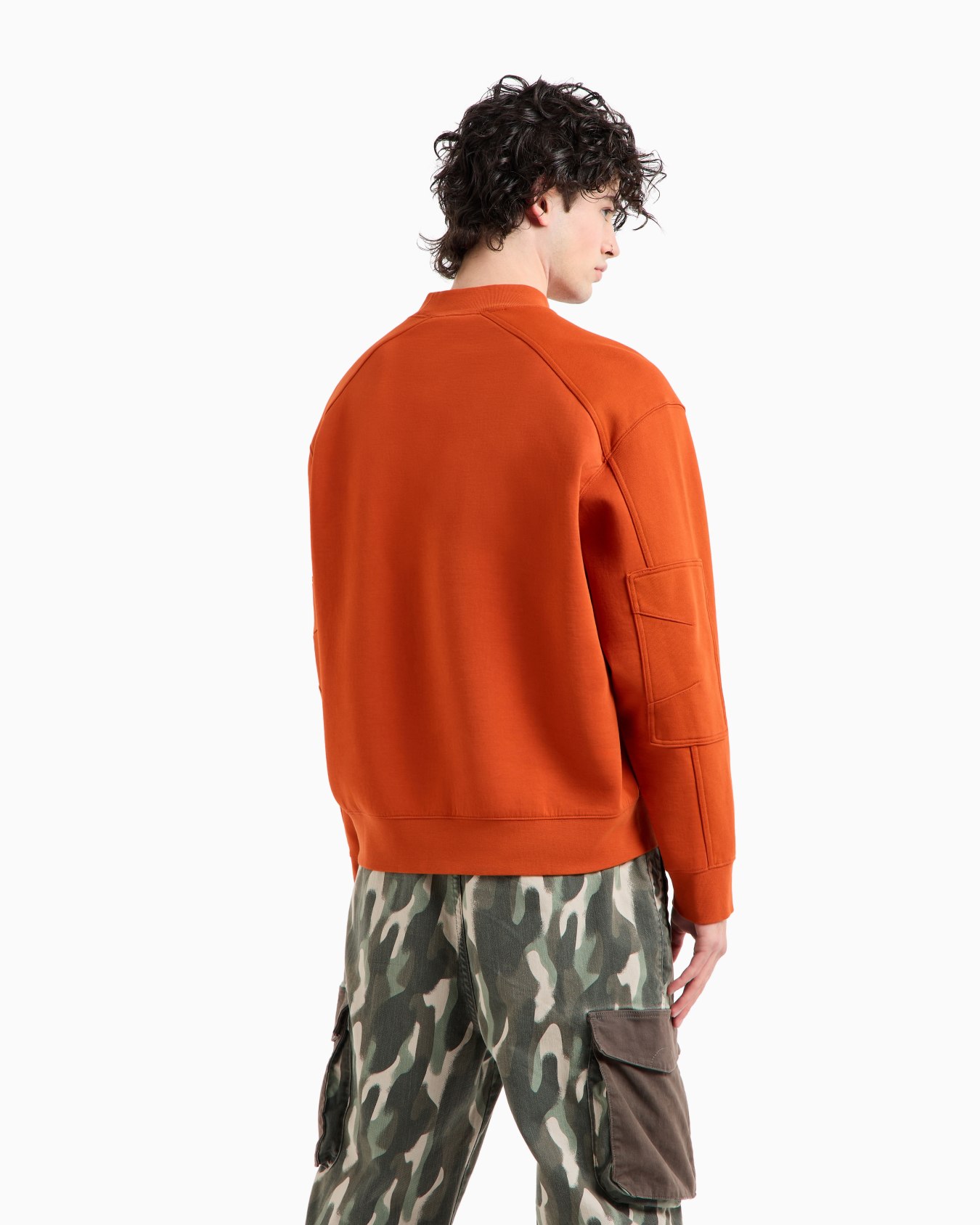 Sudadera de algodón elástico con logo emblema Diapositiva 2