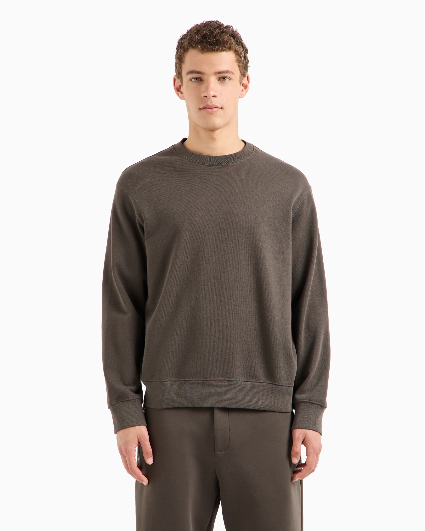 Crewneck sweatshirt with maxi print on the back in cotton Slide 1